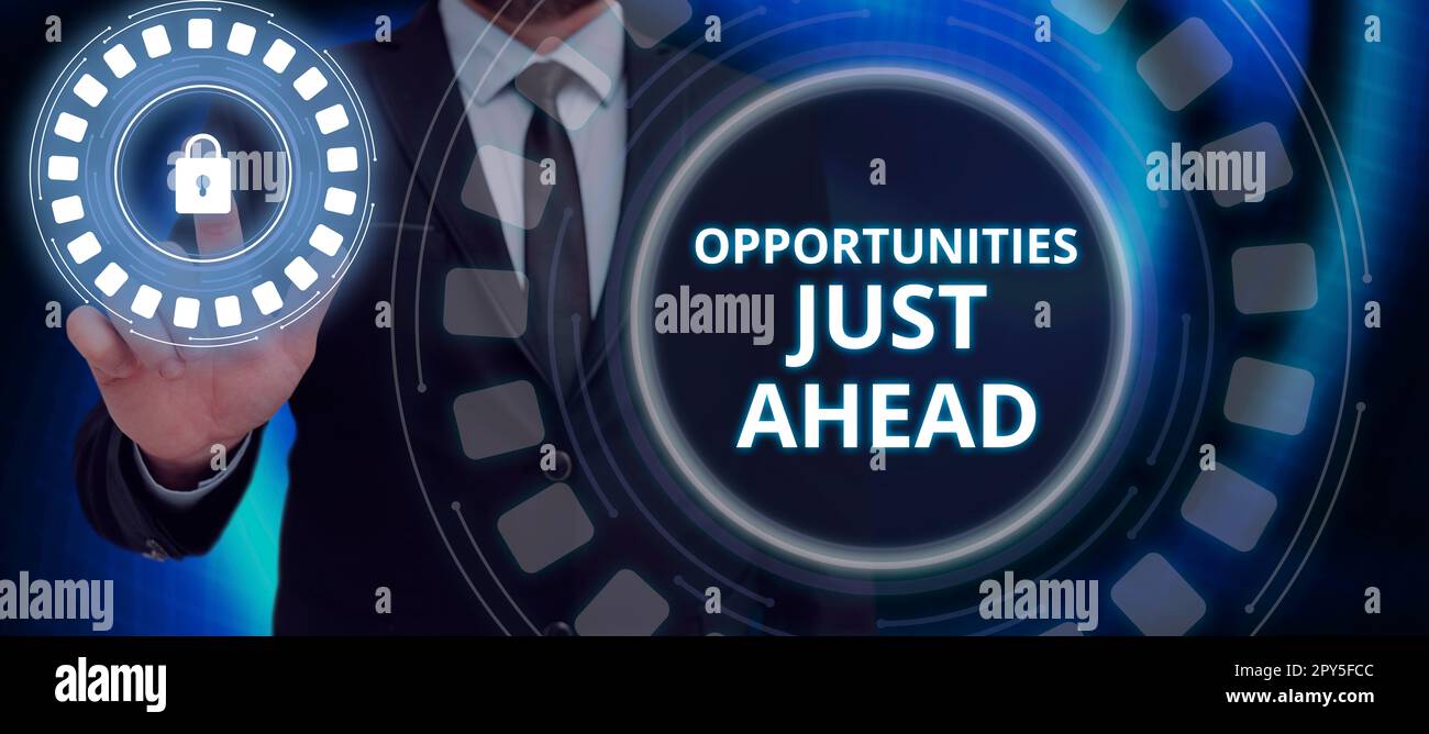 Textbeschriftung, die Ihnen die Chancen vor der Tür zeigt. Konzept bedeutet eine Reihe von Umständen, die es ermöglichen, etwas in kurzer Zeit zu tun Stockfoto