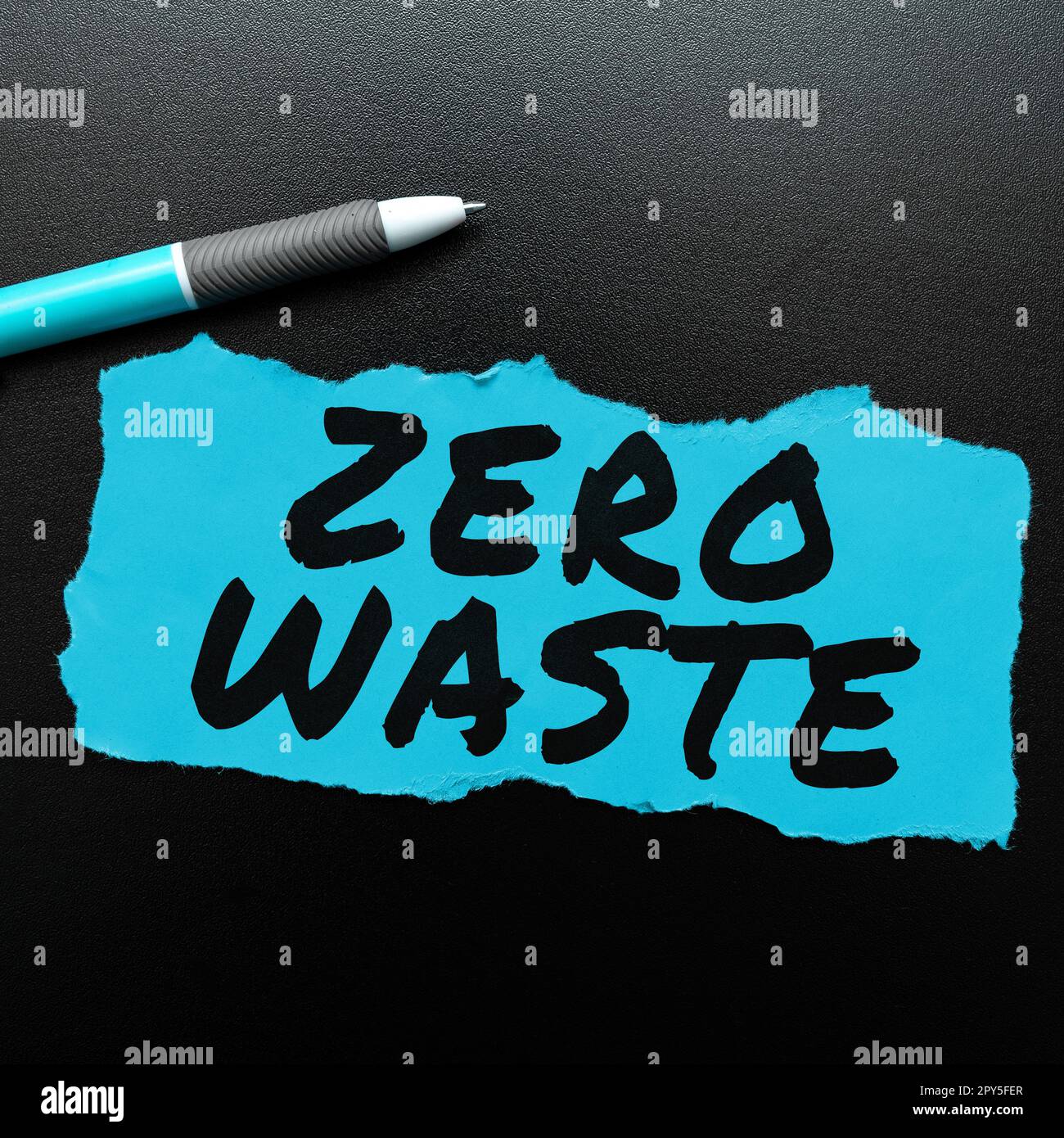 Textbeschriftung mit „Zero Waste“. Das Konzept der industriellen Verantwortung umfasst Kompostierung, Recycling und Wiederverwendung Stockfoto