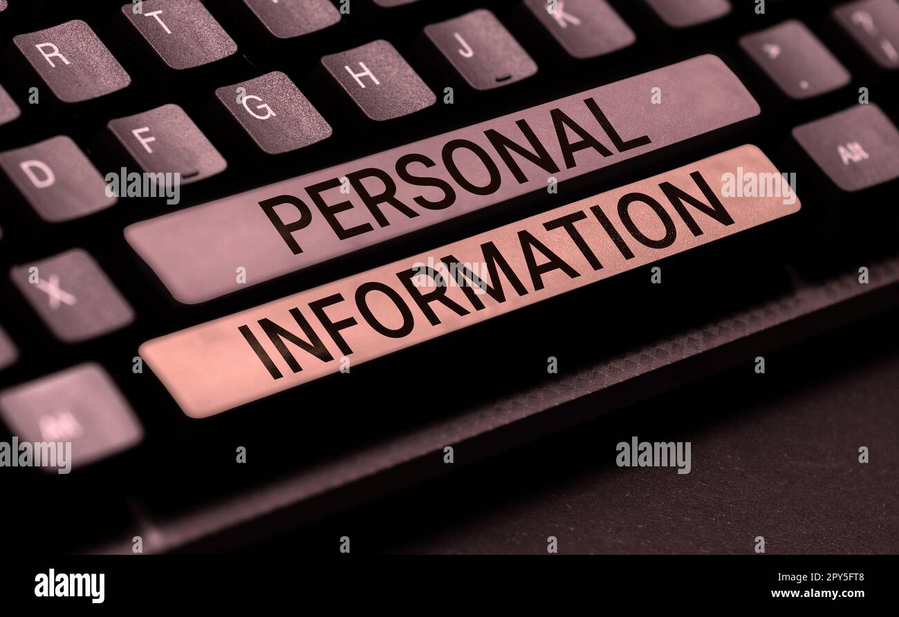 Konzeptionelle Anzeige persönlicher Informationen. Das Geschäftskonzept erfasste Informationen über eine identifizierbare Person Stockfoto