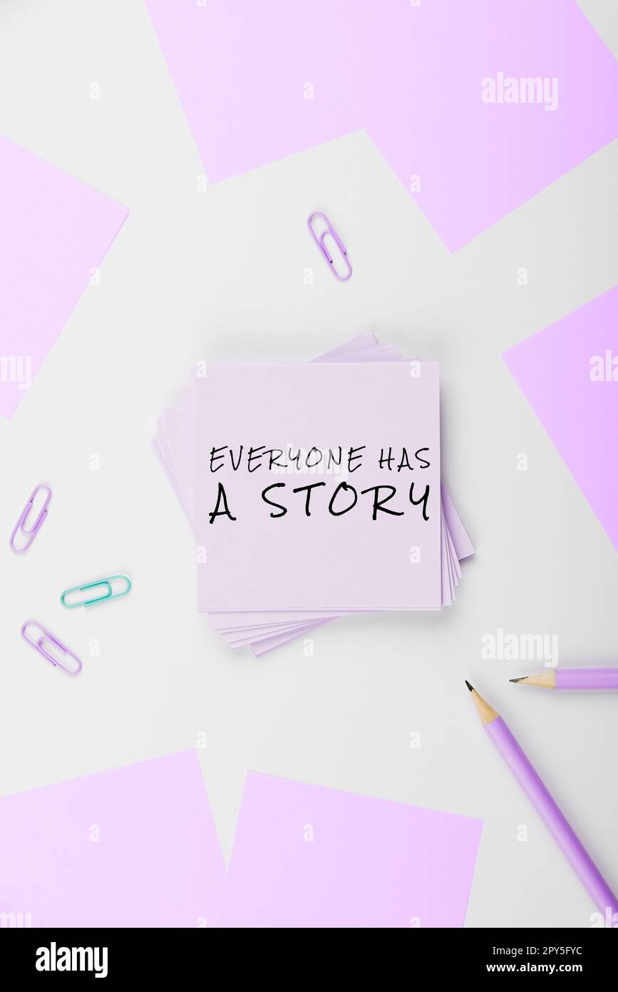 Schreiben Text anzeigen jeder hat Eine Geschichte. Konzept bedeutet Hintergrundgeschichten, die Ihre Erinnerungen erzählen Stockfoto