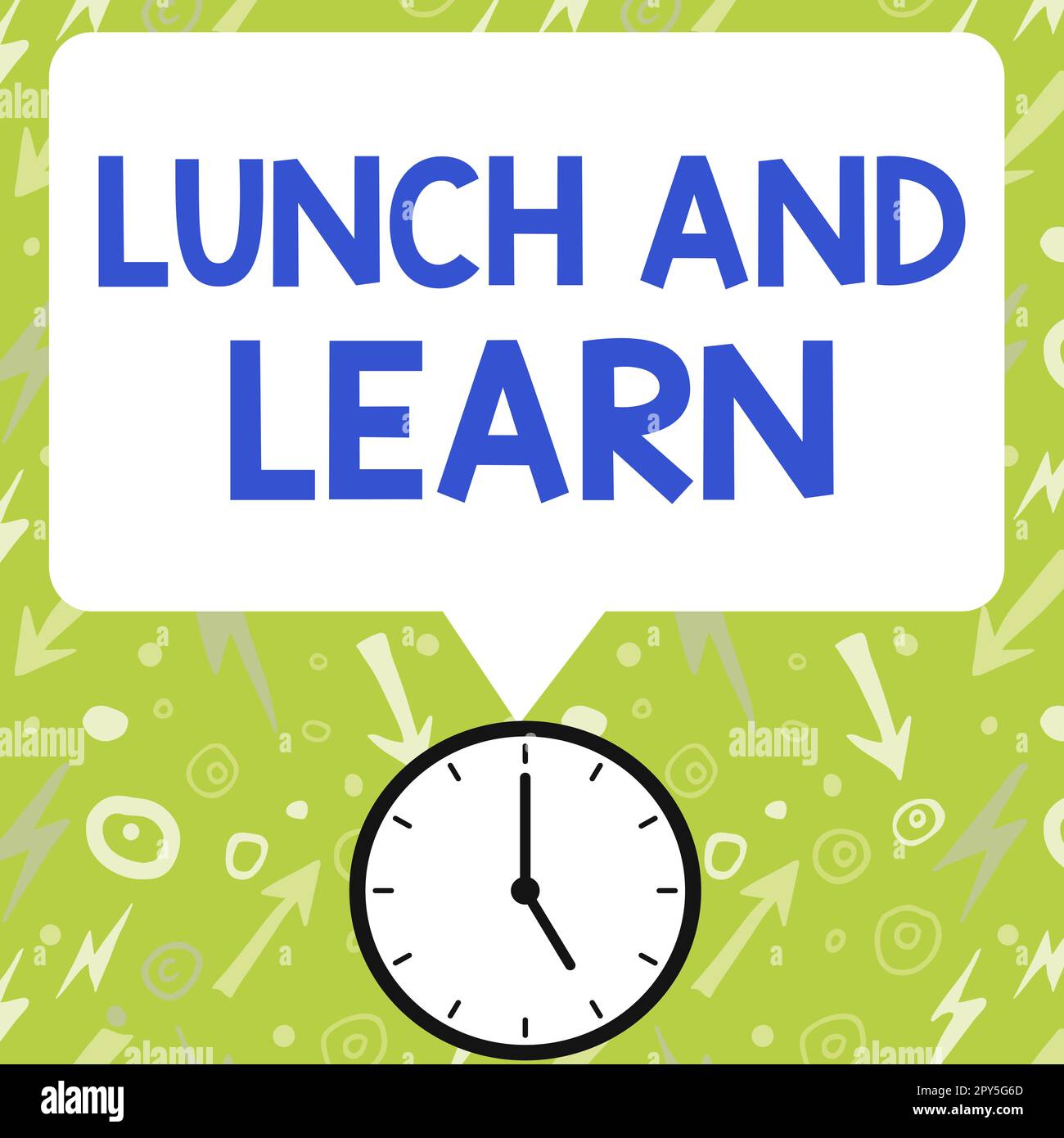 Konzeptunterschrift Mittagessen und Lernen. Das Wort, auf das geschrieben wurde, hat die Motivation zu essen und zu studieren, um zu lernen Essen zu lernen Stockfoto