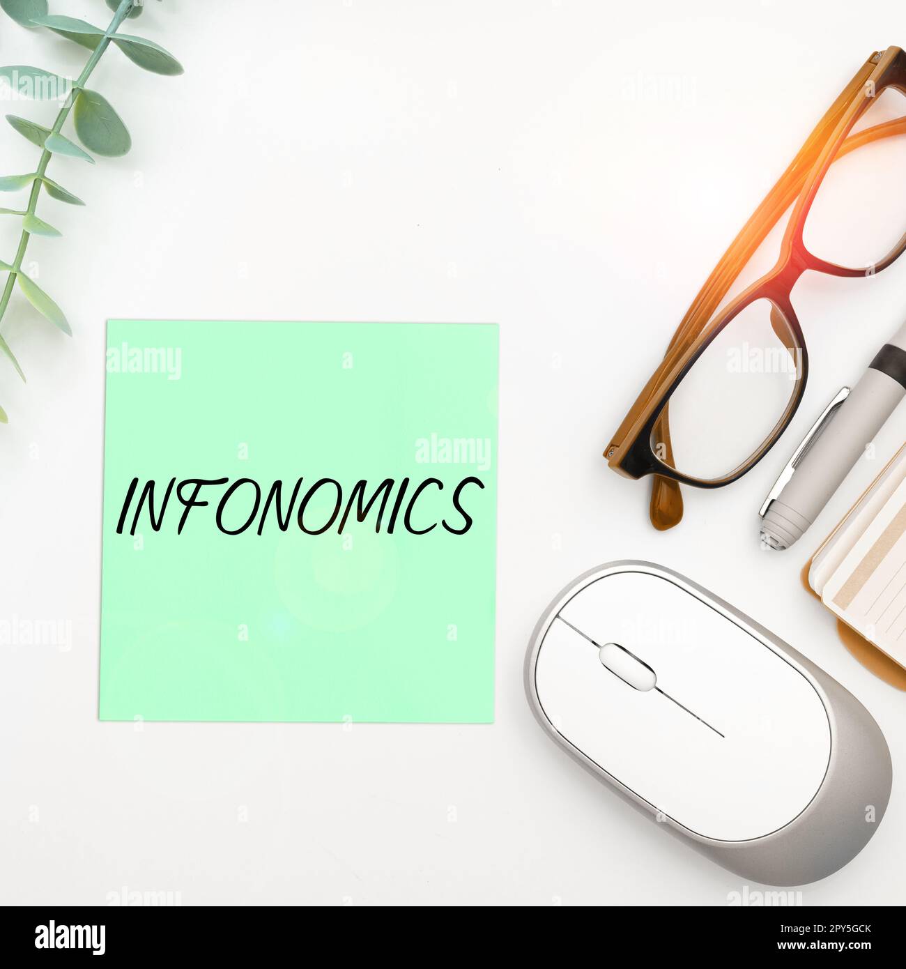 Handschrift Text Infonomics. Wort für ein visuelles Bild, das zur Darstellung von Informationen oder Daten verwendet wird Stockfoto