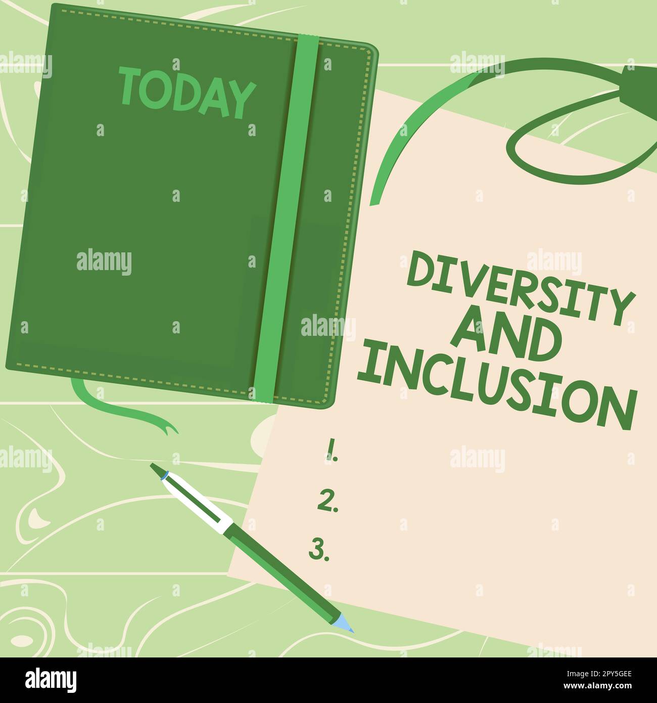 Handschriftlicher Text Diversity and Inclusion (Vielfalt und Einbeziehung). Unternehmensübersicht Bereich menschliche Unterschiede umfassen ethnische Zugehörigkeit Geschlecht Stockfoto