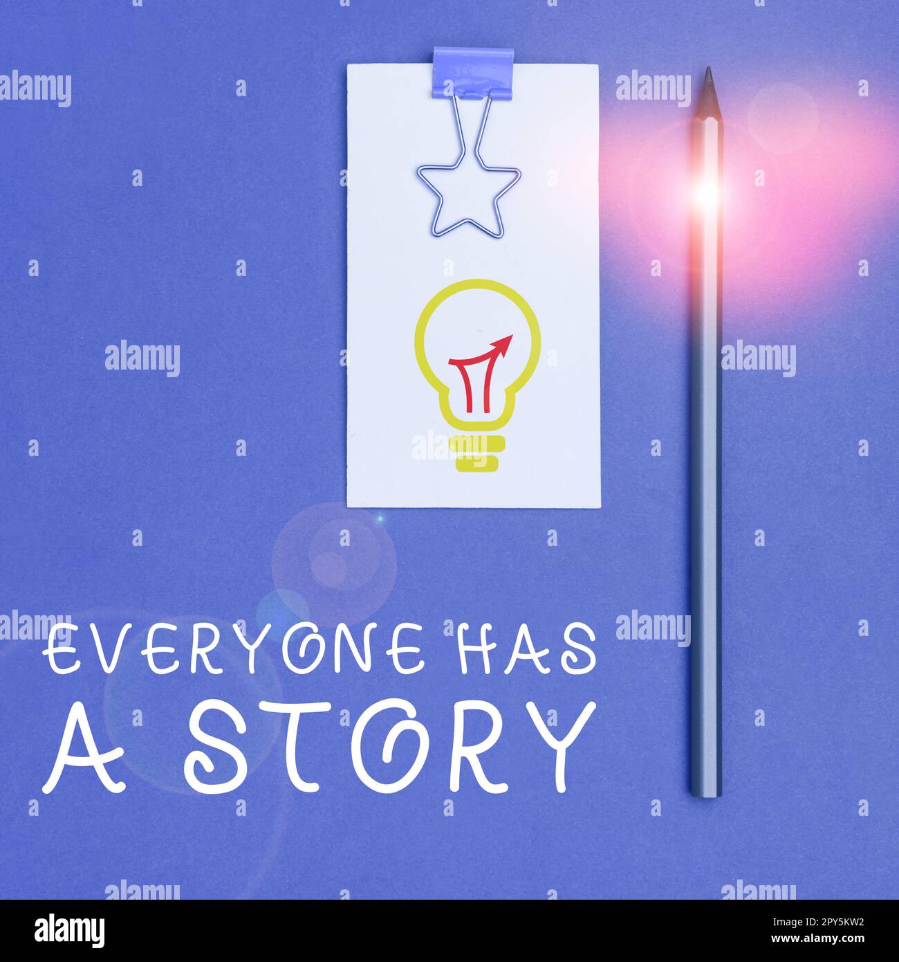 Textunterschrift „jeder hat Eine Geschichte“. Konzeptfoto Hintergrundgeschichten erzählen Erinnerungen Stockfoto