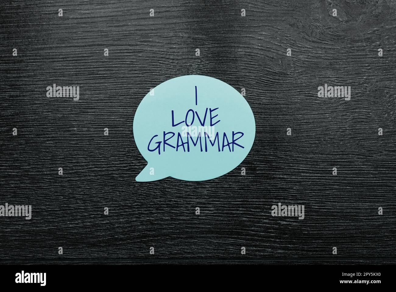 Handschrift für "I Love Grammar". Internetbegriffshandlung des Bewunderungssystems und der Sprachstruktur Stockfoto