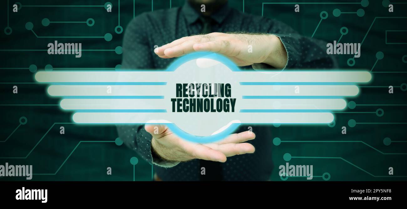 Konzeptionelle Display-Recycling-Technologie. Internetkonzept die Methoden zur Reduzierung fester Abfallstoffe Stockfoto