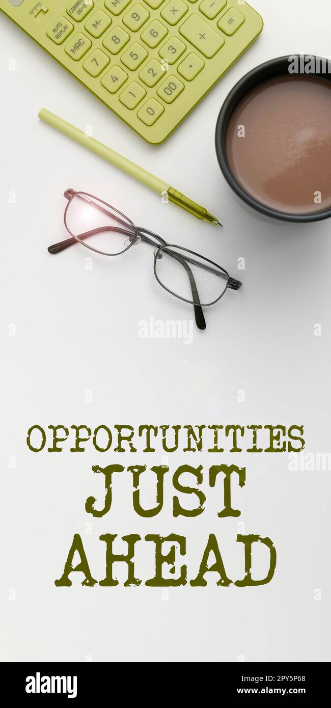 Möglichkeiten für konzeptionelle Beschriftungen liegen vor uns. Konzept bedeutet eine Reihe von Umständen, die es ermöglichen, etwas in kurzer Zeit zu tun Stockfoto