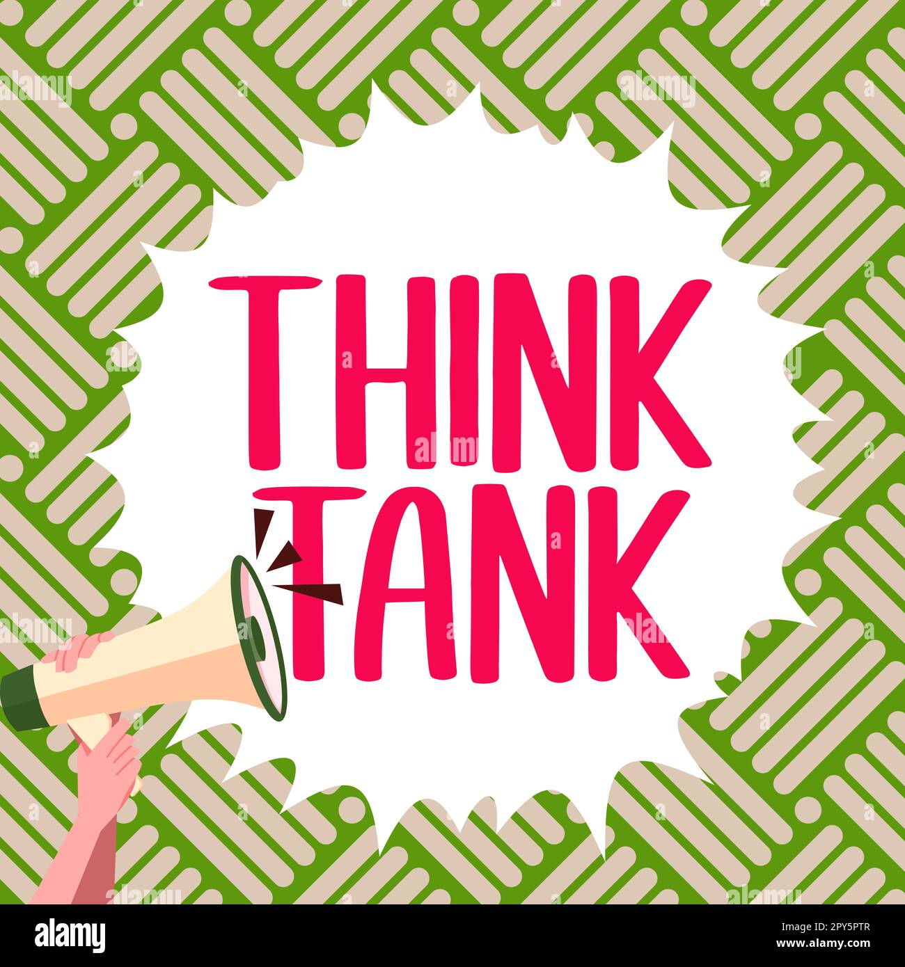 Handschriftlicher Text Think Tank. Ein Wort für innovative, wertvolle Lösungen, erfolgreiche Ideen Stockfoto