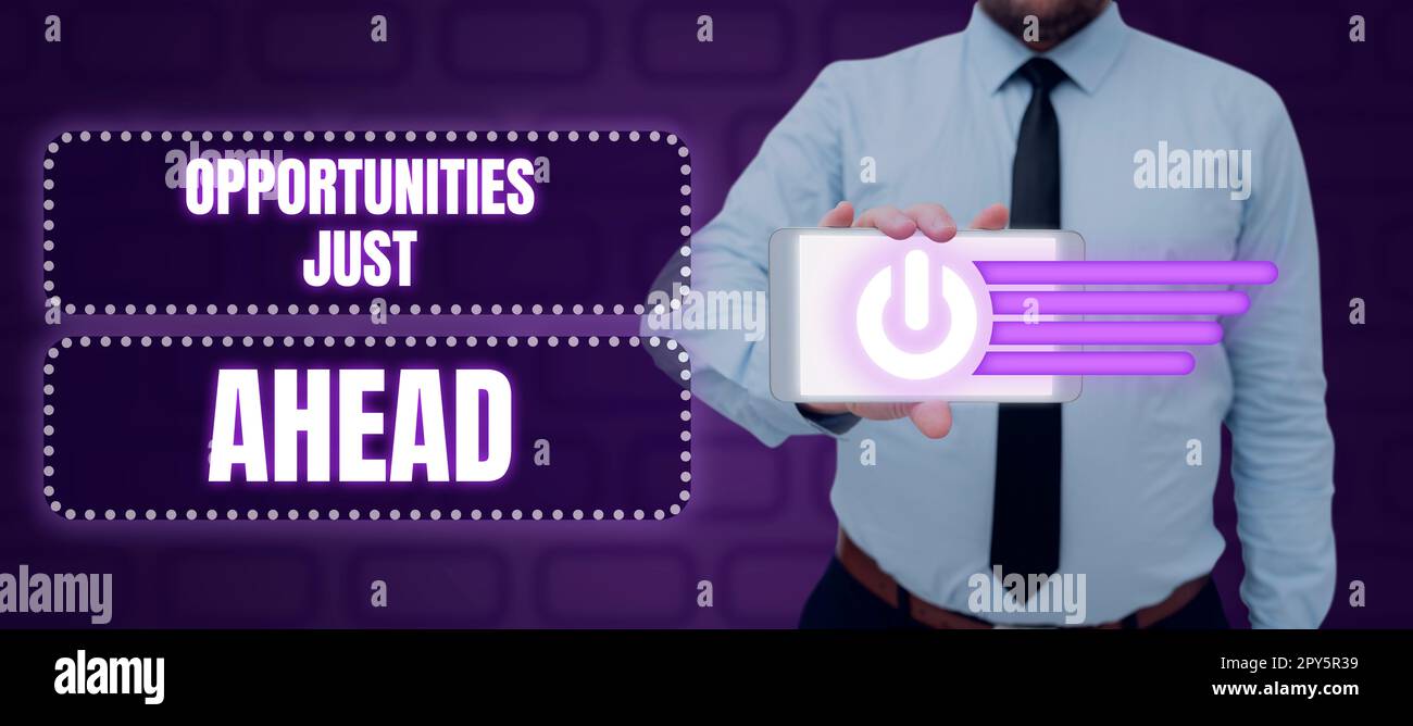 Konzeptionelle Darstellungsmöglichkeiten stehen vor der Tür. Ein Wort über eine Reihe von Umständen, die es ermöglichen, etwas in kurzer Zeit zu tun Stockfoto