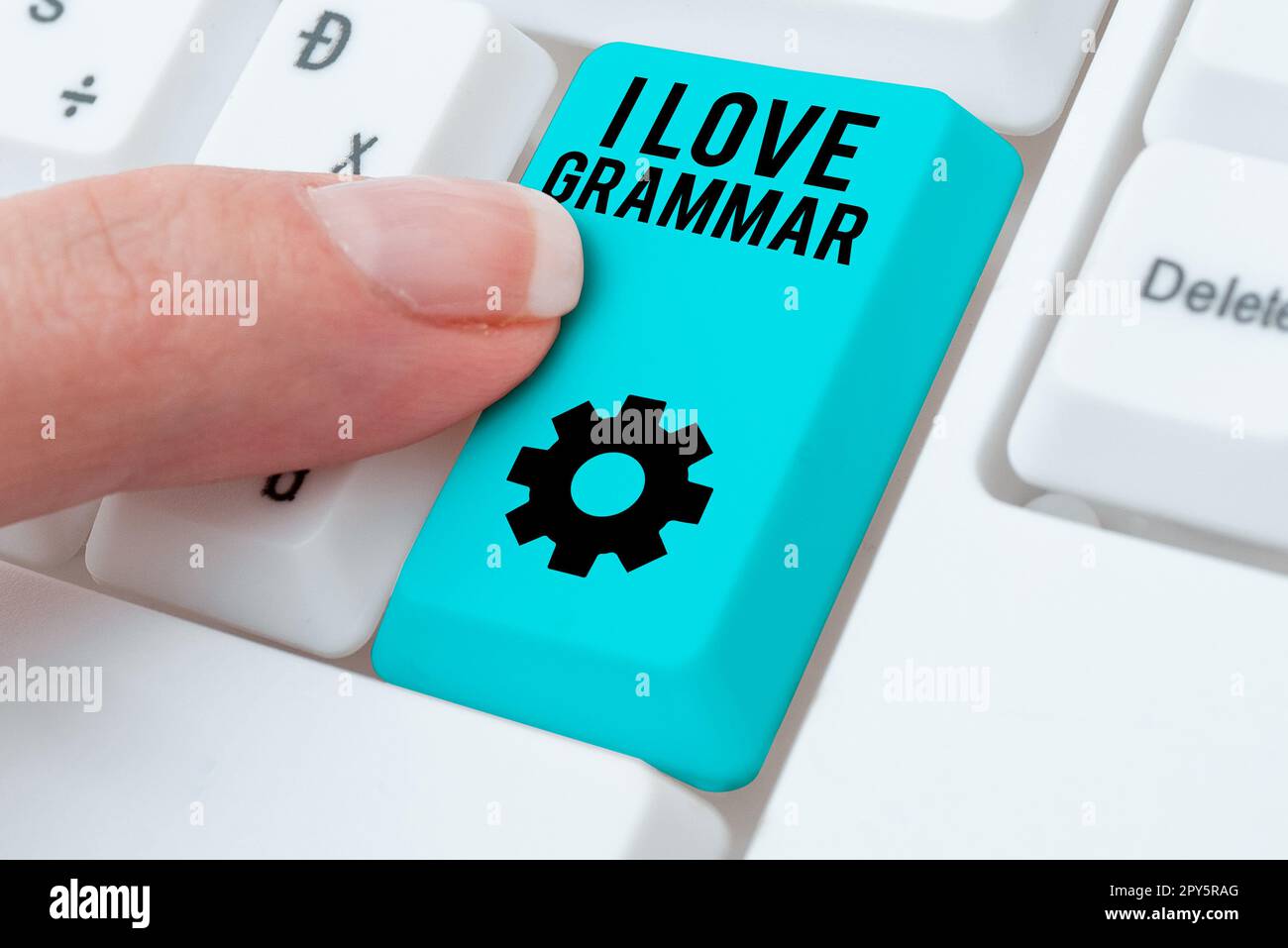 Text, der Inspiration I Love Grammar zeigt. Begriffliche Bedeutung des Bewunderungssystems und der Sprachstruktur Stockfoto