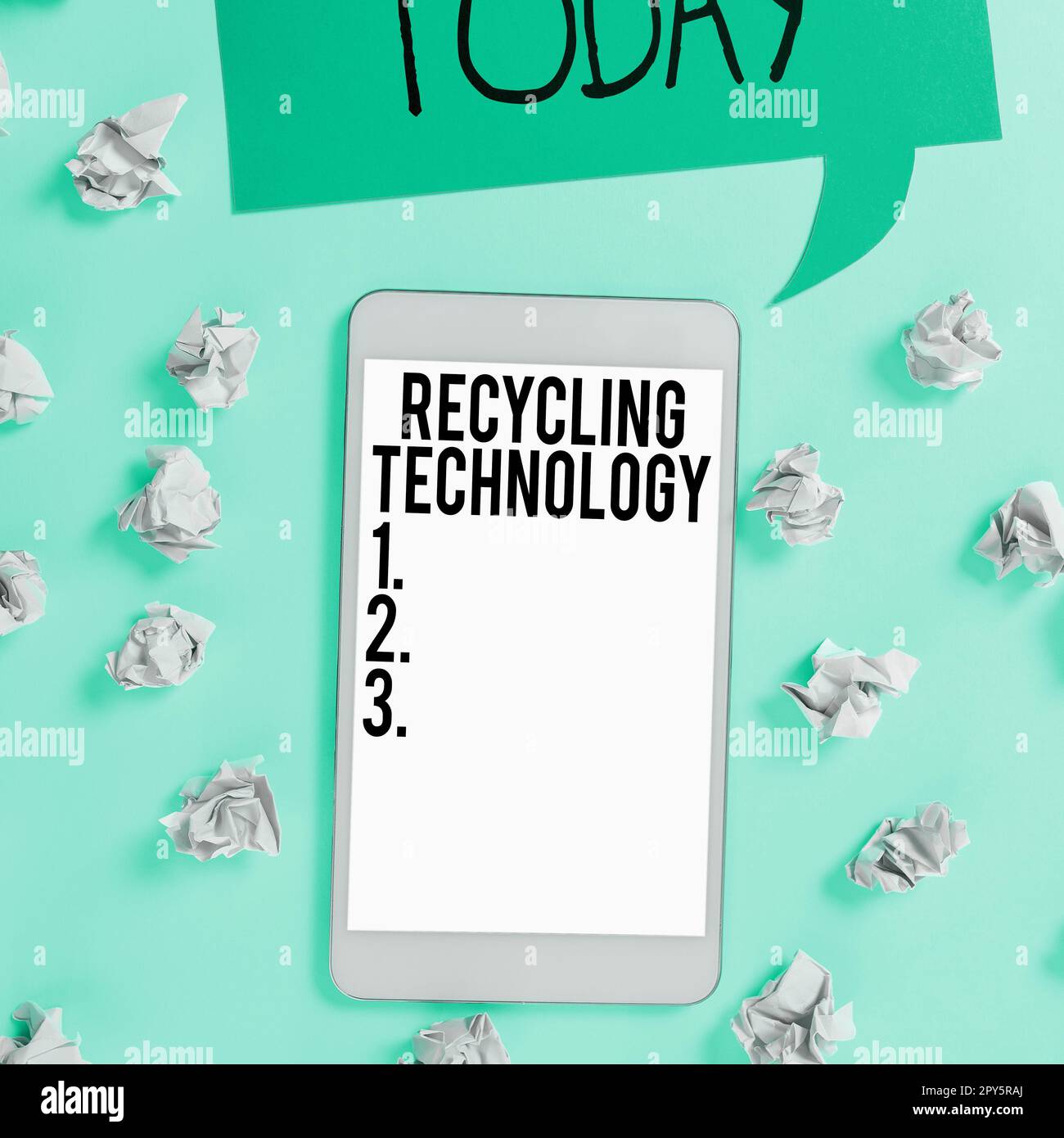 Konzeptionelle Display-Recycling-Technologie. Wort für die Methoden zur Reduzierung von Feststoffabfällen Stockfoto