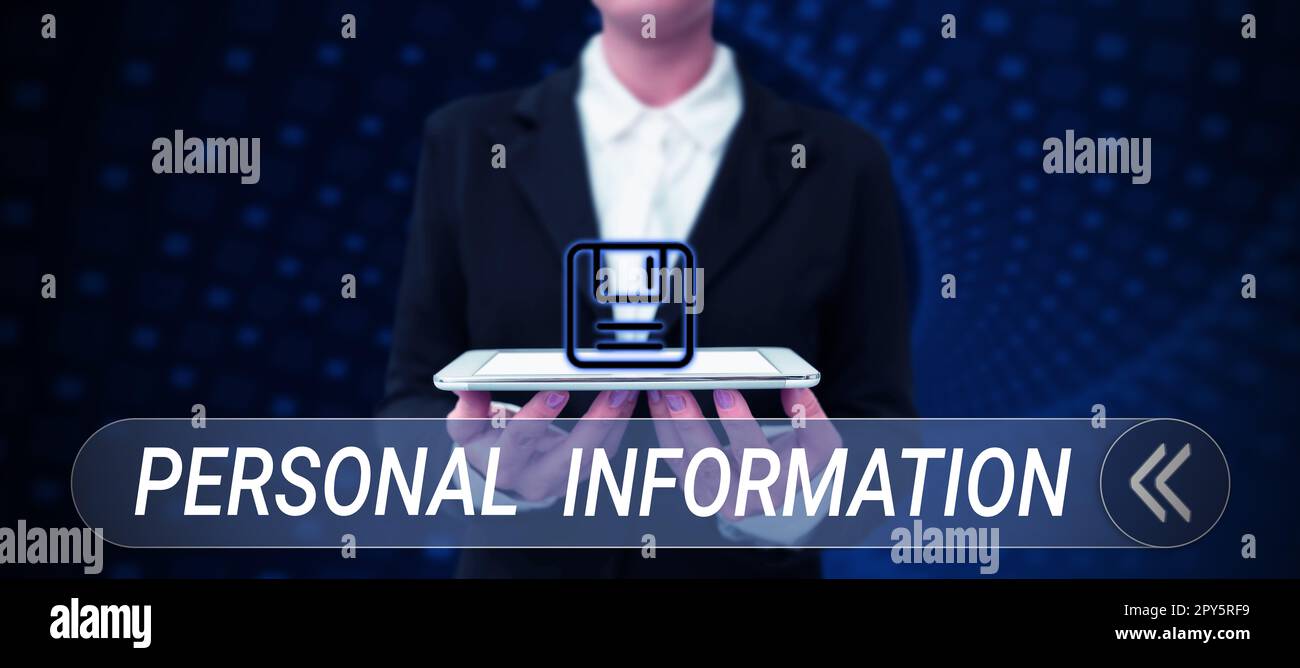 Handschriftliches Schild „Persönliche Informationen“. Die Geschäftsidee hat Informationen über eine identifizierbare Person aufgezeichnet Stockfoto