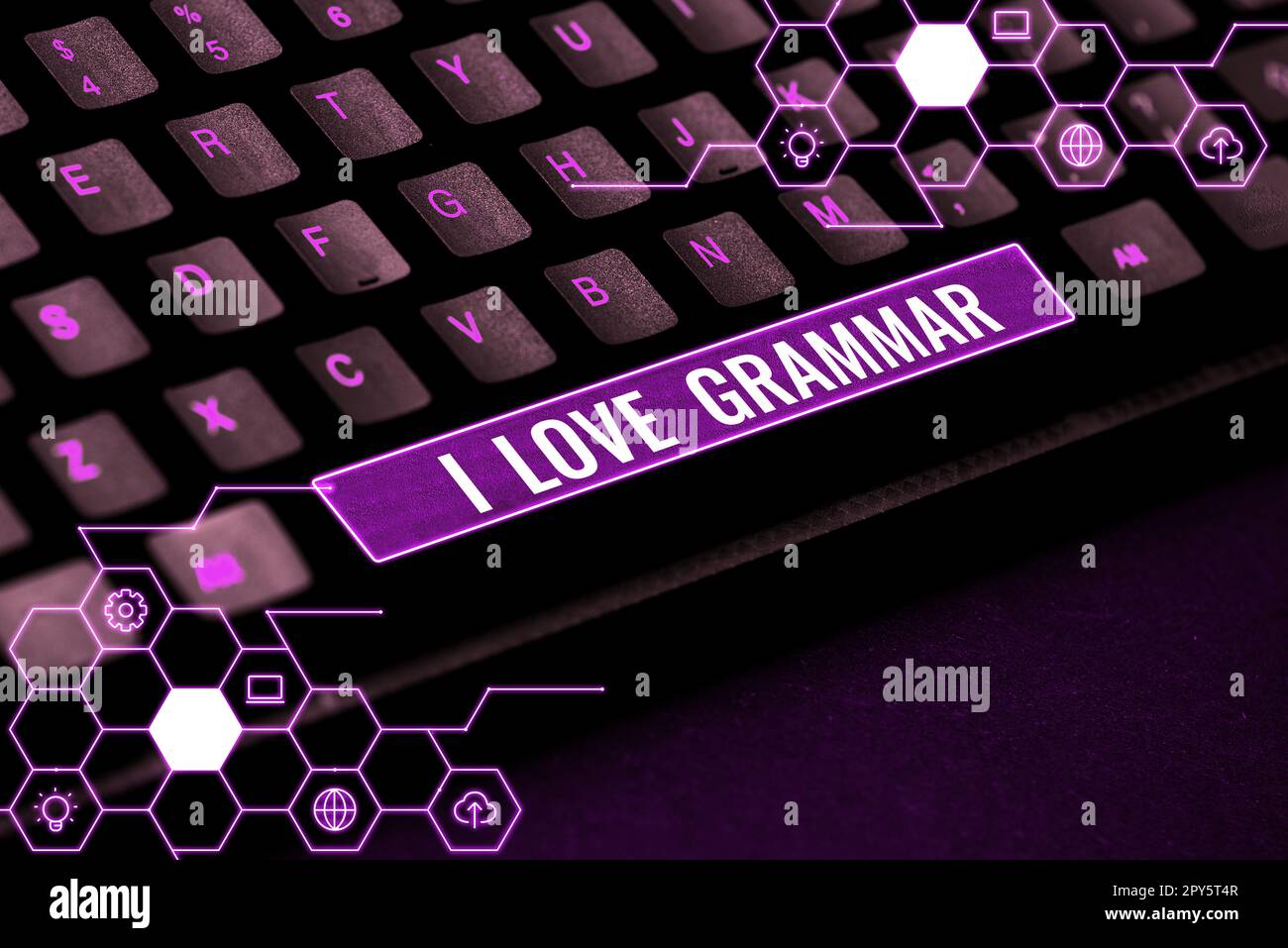 Handschrift Text Ich liebe Grammatik. Wort geschrieben auf Akt der Bewunderung System und Struktur der Sprache Stockfoto