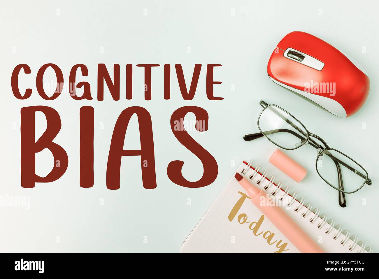 Inspiration zeigt Zeichen kognitiver Vorurteile. Betriebswirtschaftliche psychologische Behandlung psychischer Störungen Stockfoto