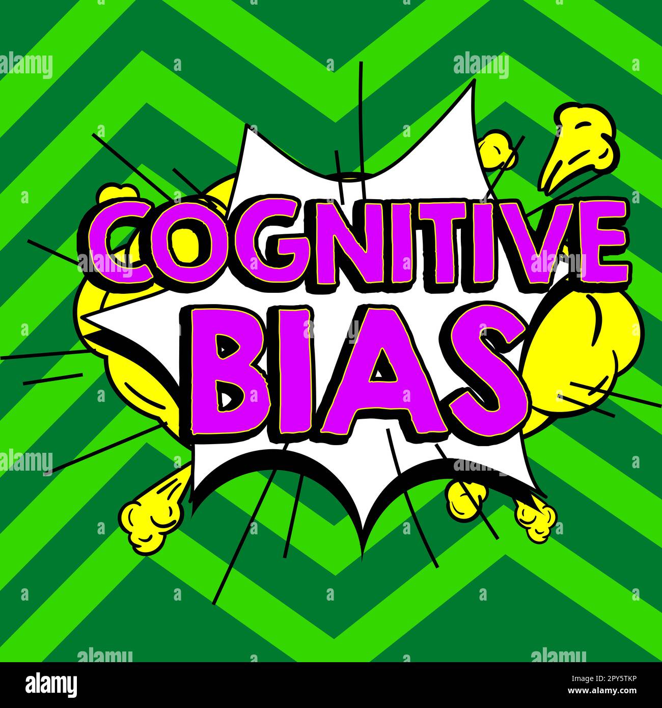 Handgeschriebenes Zeichen kognitive Vorurteile. Begriffliche photopsychologische Behandlung psychischer Störungen Stockfoto