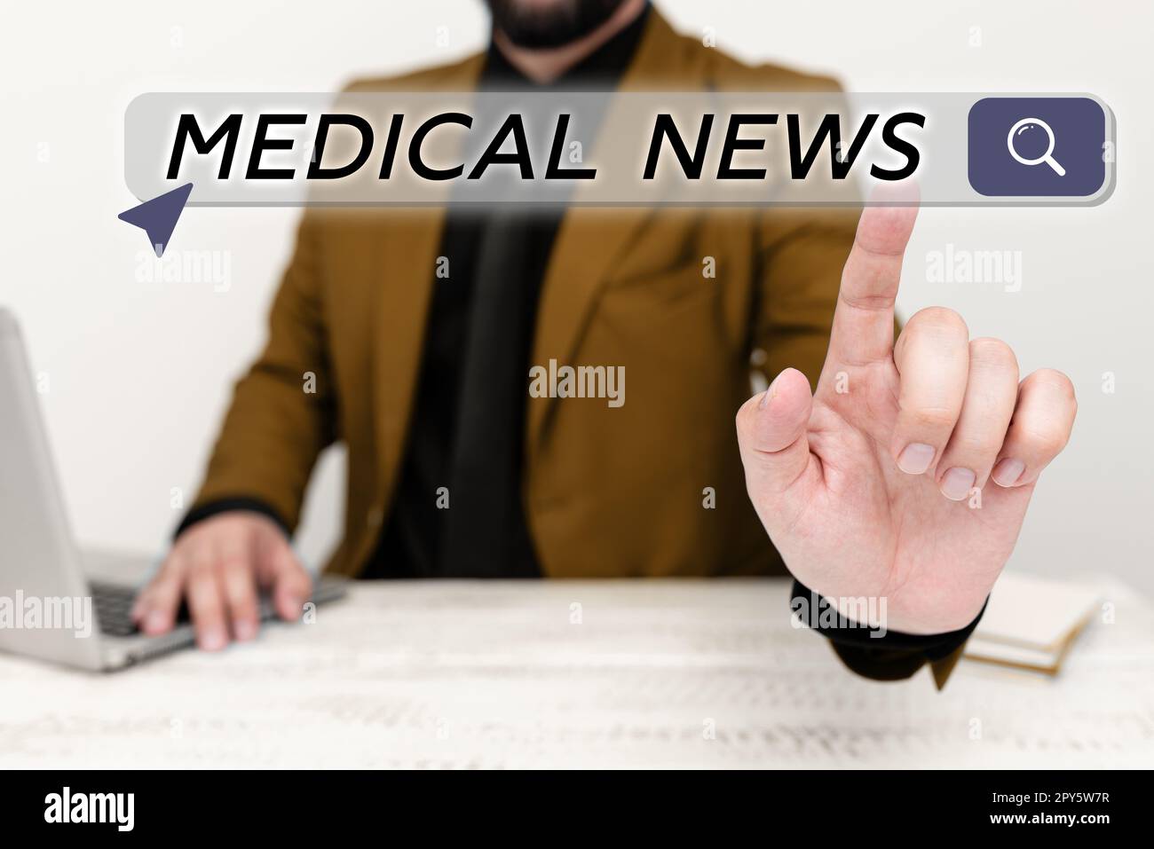 Konzeptionelle Darstellung Medical News. Wort für Bericht oder bemerkenswerte Informationen über den medizinischen Durchbruch Stockfoto