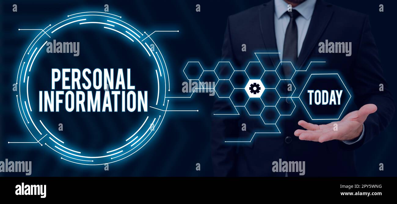 Schreiben mit Anzeige von persönlichen Informationen in Textform. Das Geschäftskonzept erfasste Informationen über eine identifizierbare Person Stockfoto