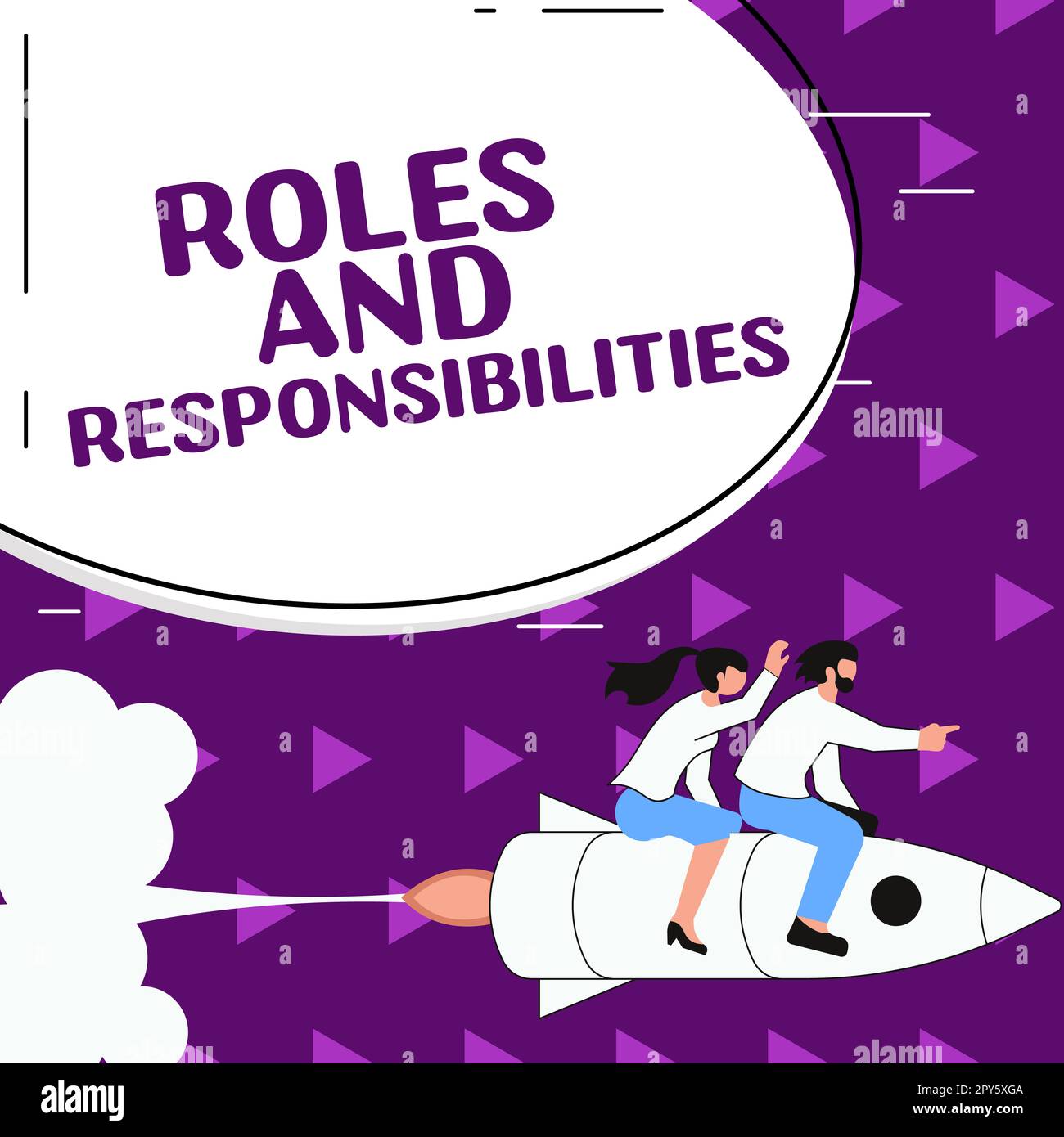 Unterschrift mit Rollen und Verantwortlichkeiten. Business-Präsentation von Geschäftsfunktionen und beruflichen Aufgaben Stockfoto