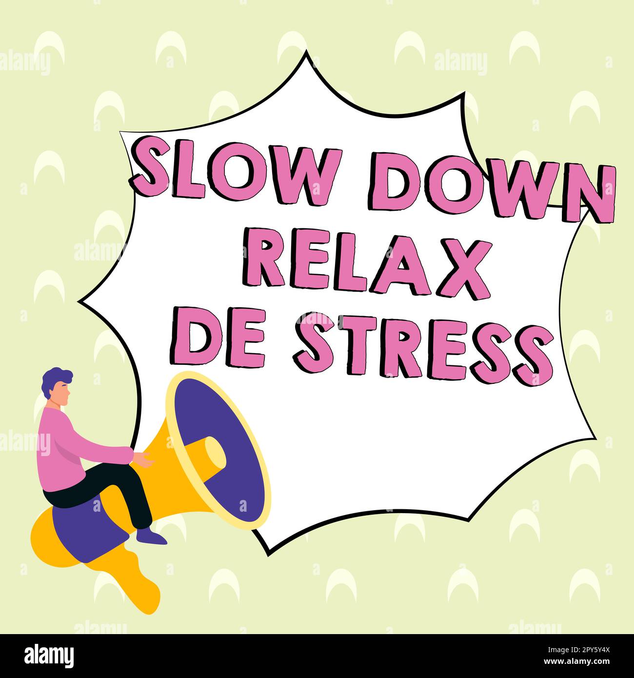 Handgeschriebener Text langsamer Relax De Stress. Business Showcase eine Pause einlegen Stresspegel reduzieren Ruhe bewahren Stockfoto