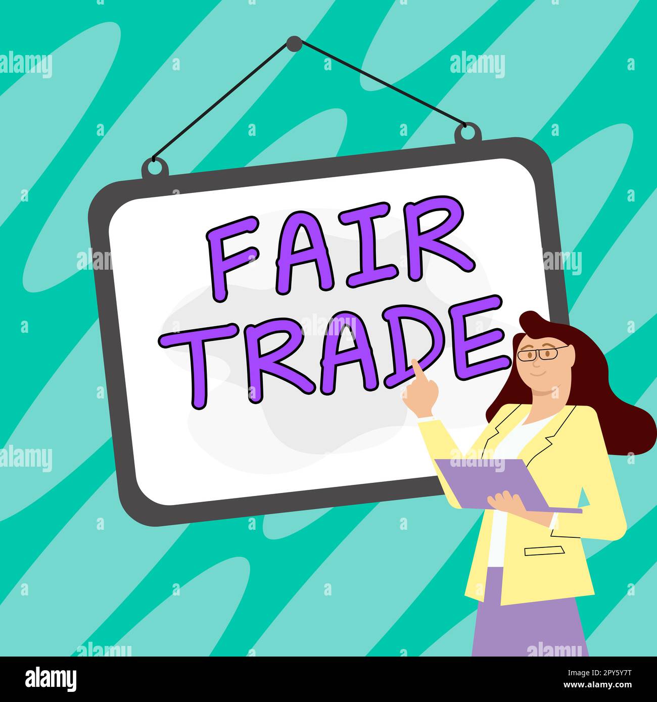 Textzeichen für Fair Trade. Geschäftsansatz geringfügige Erhöhung des Betrags, den ein Hersteller einem Hersteller gezahlt hat Stockfoto