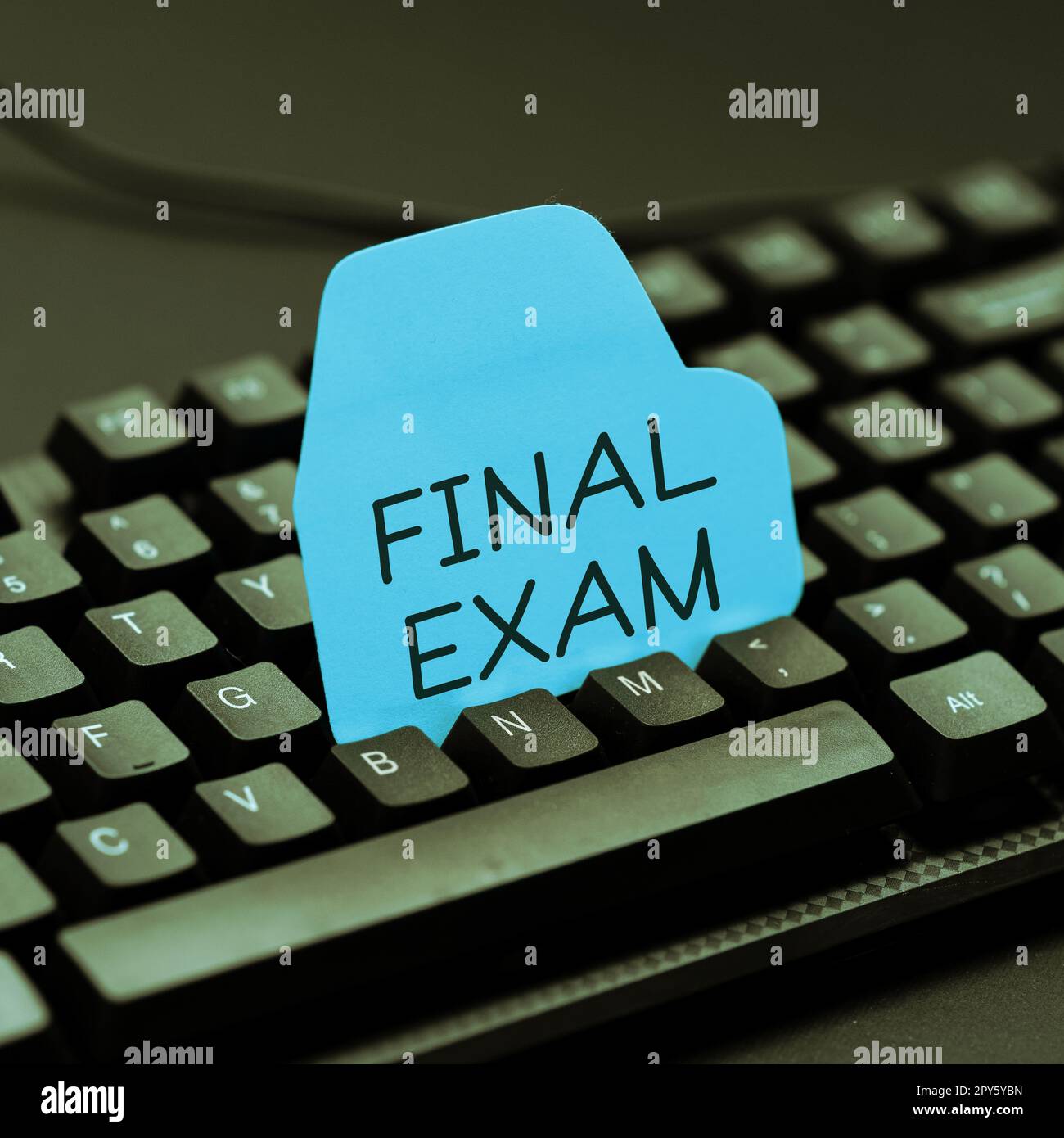 Konzeptionelle Beschriftung Abschlussprüfung. Wort für Test, das dem Schüler am Ende eines Studien- oder Ausbildungskurses gegeben wird Stockfoto