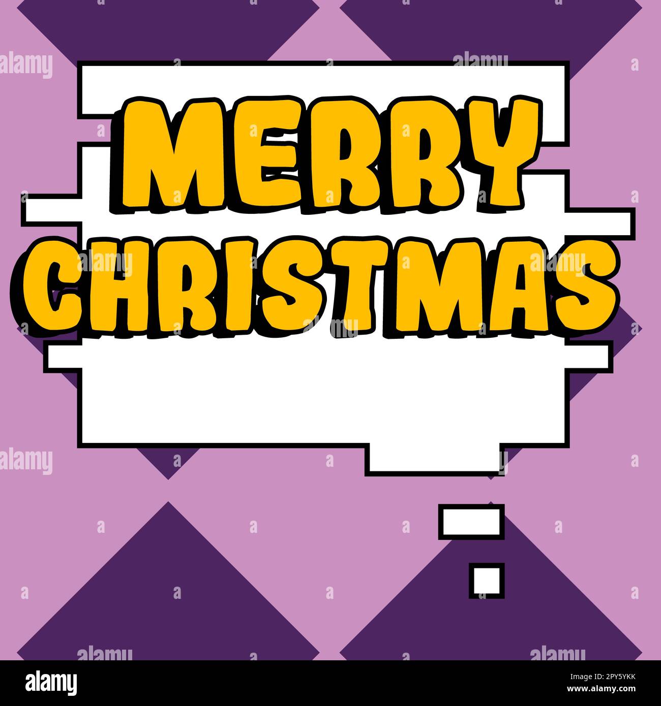 Handschriftlicher Text Frohe Weihnachten. Ein Wort über die jährliche Tradition zur Feier der Geburt Jesu Christi Stockfoto