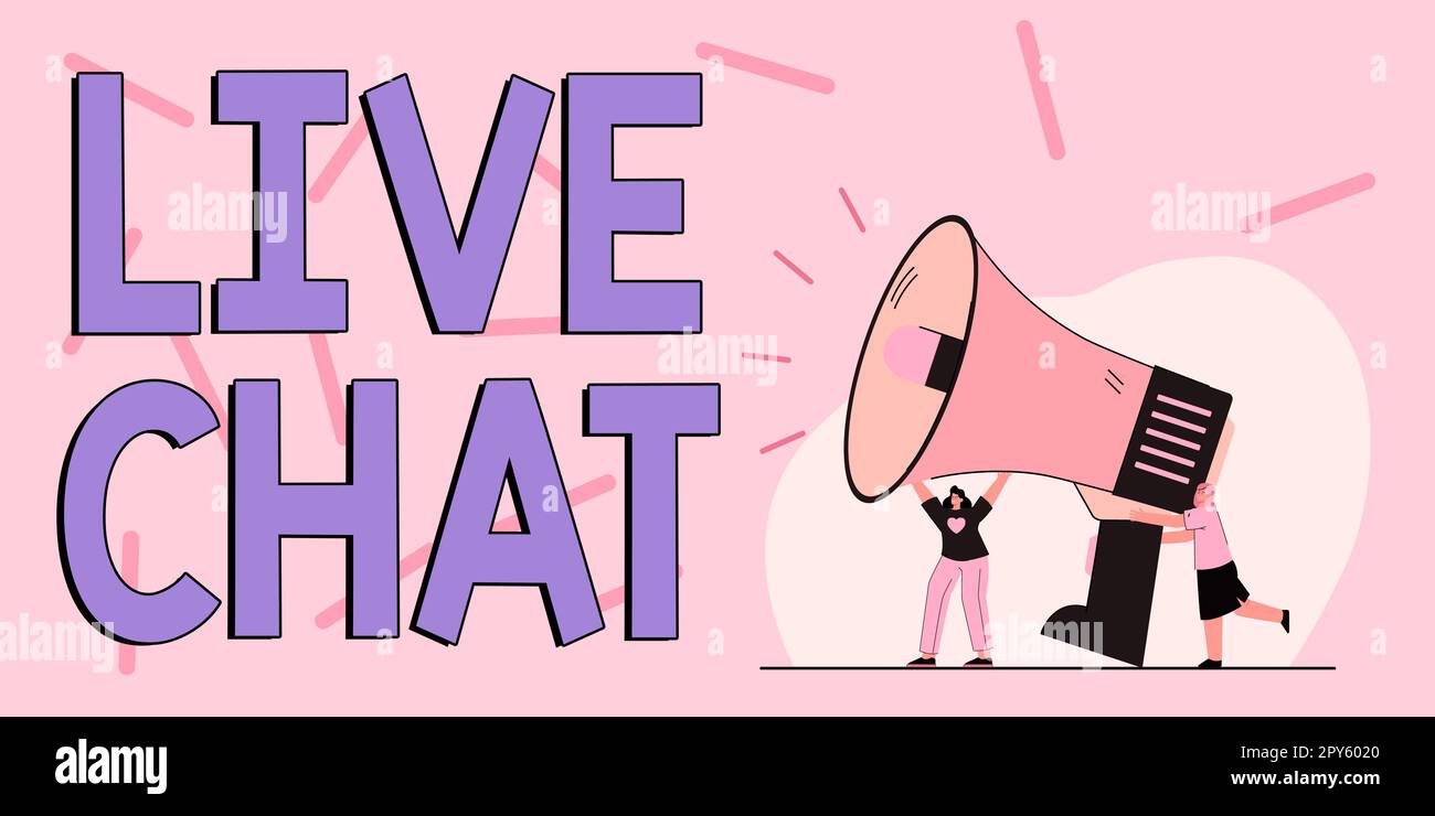Konzeptunterschrift Live-Chat. Wort für Gespräche mit Freunden oder anderen Personen über das Internet und das PC-Telefon Stockfoto