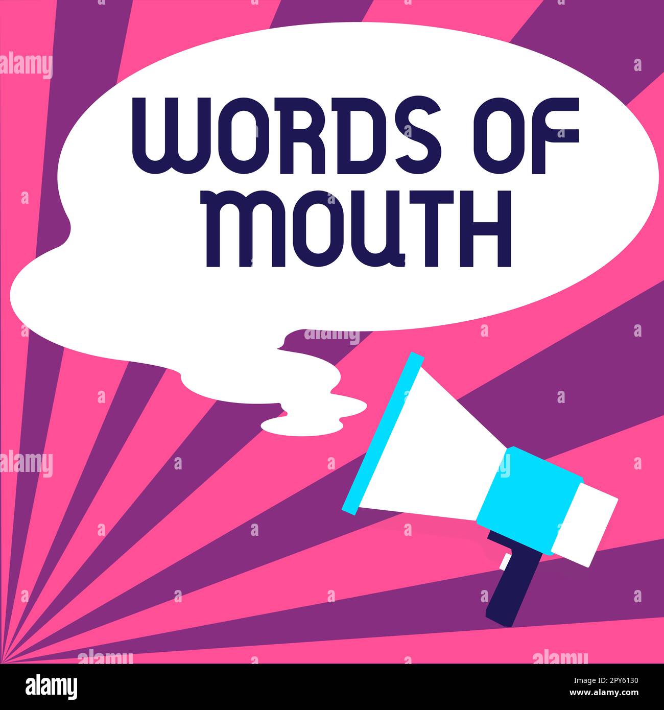 Textbeschriftung mit Mundpropaganda. Ein Wort für eine einfache Aussage kann helfen, jemanden zu heilen oder zu verletzen Stockfoto