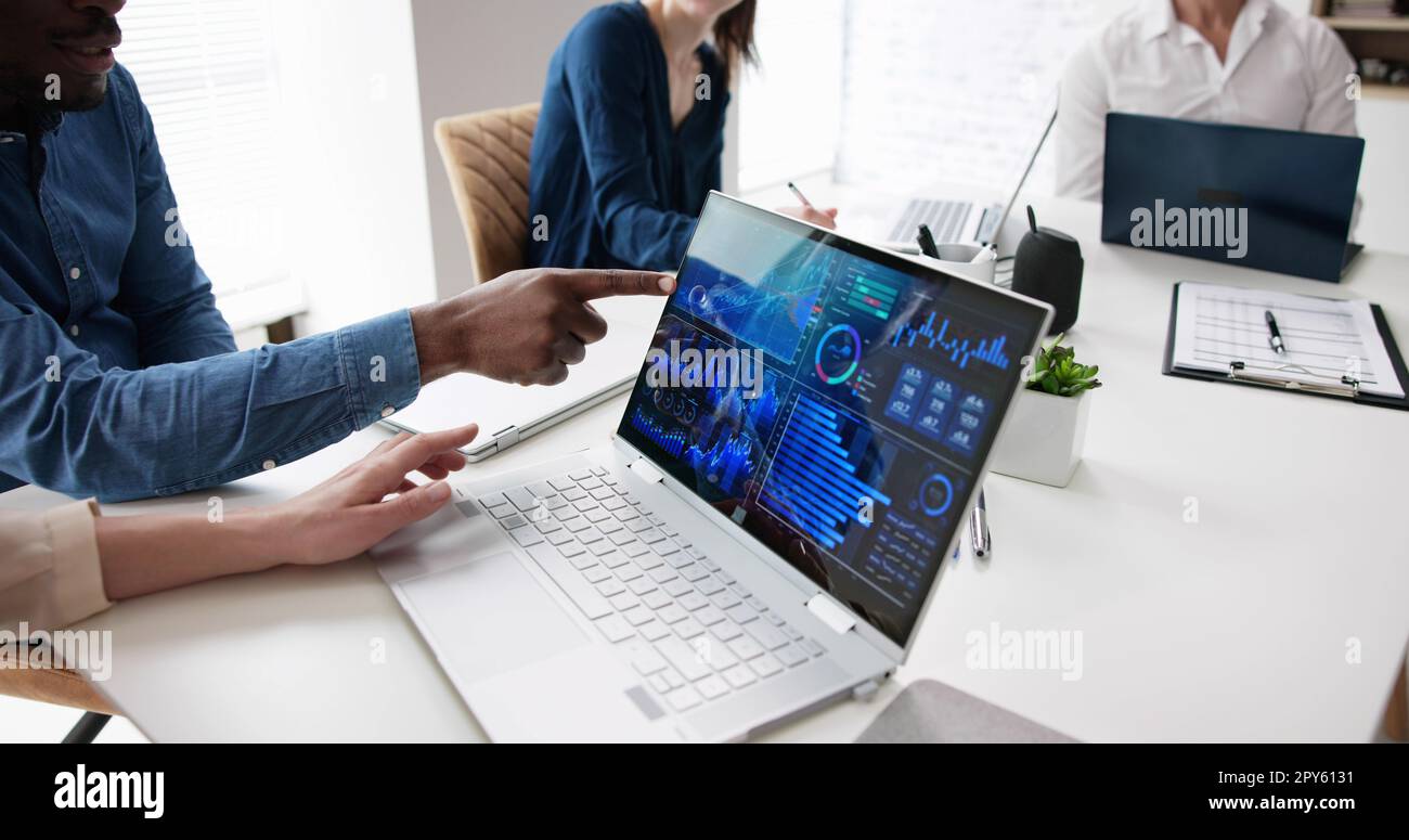 KPI-Finanz-Dashboard-Analyse nach diversen Teams Stockfoto