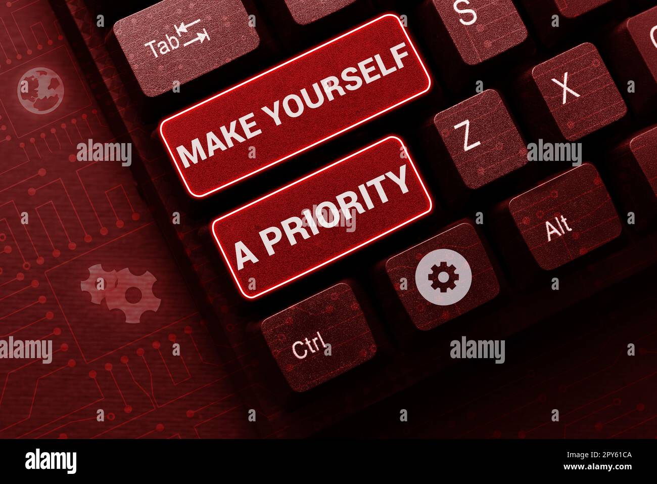 Handschrifttext: Machen Sie sich Selbst Zur Priorität. Business Showcase Denken Sie in Ihrer eigenen guten ersten persönlichen Entwicklung nach Stockfoto