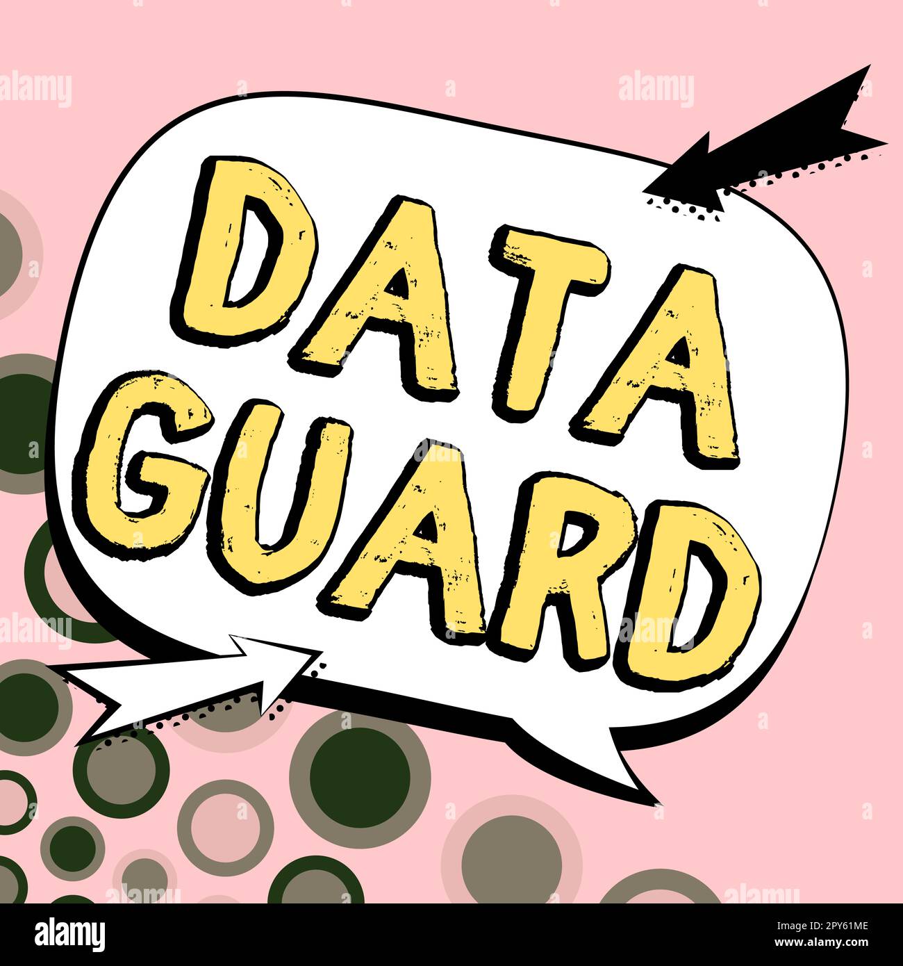 Konzeptionelle Beschriftung Data Guard. Konzept, das bedeutet, Datenbanken zu verwalten, um Katastrophen und Datenbeschädigungen zu überstehen Stockfoto