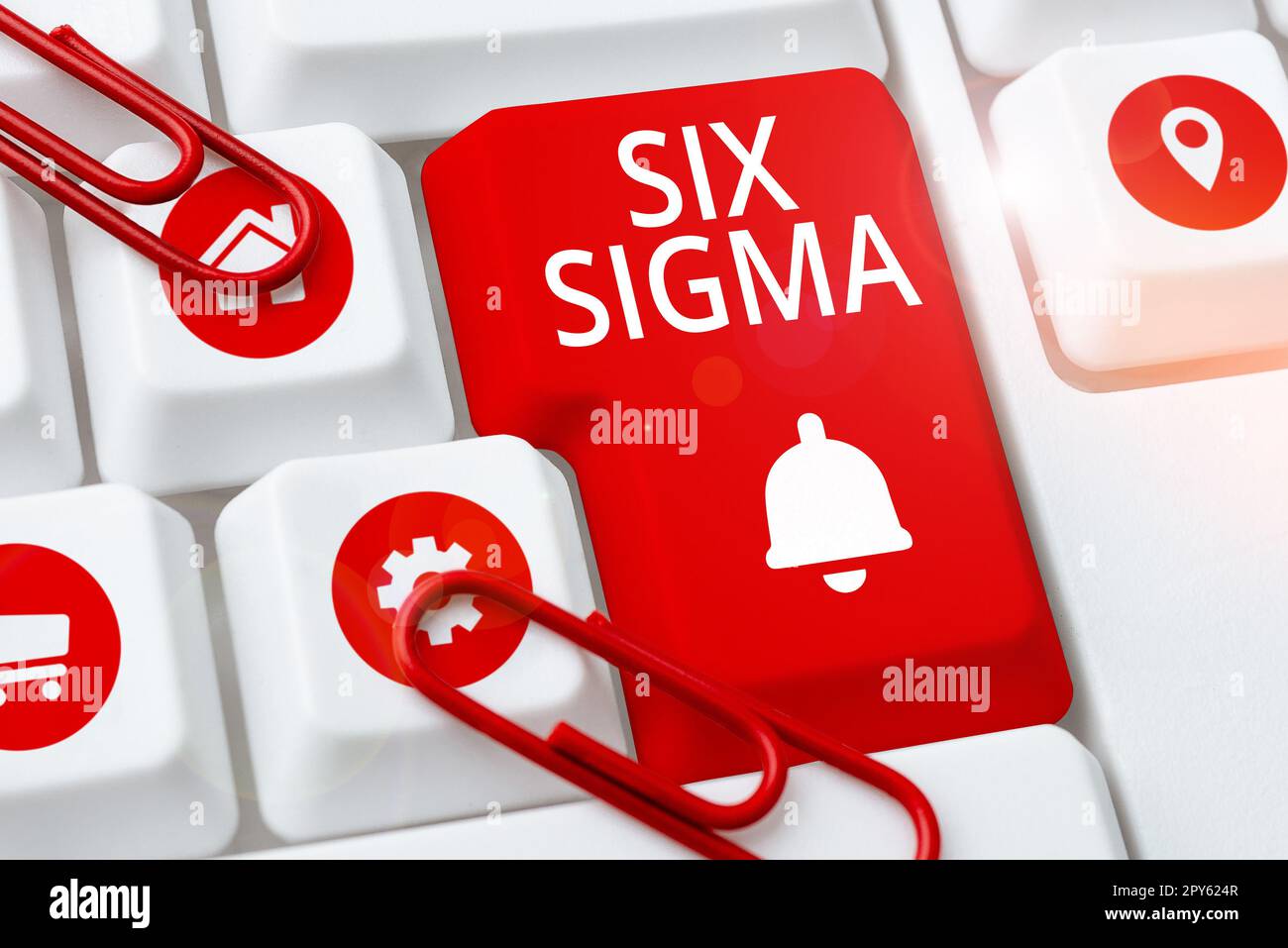 Text mit Inspiration Six Sigma. Managementtechniken für den Geschäftsansatz zur Verbesserung von Geschäftsprozessen Stockfoto