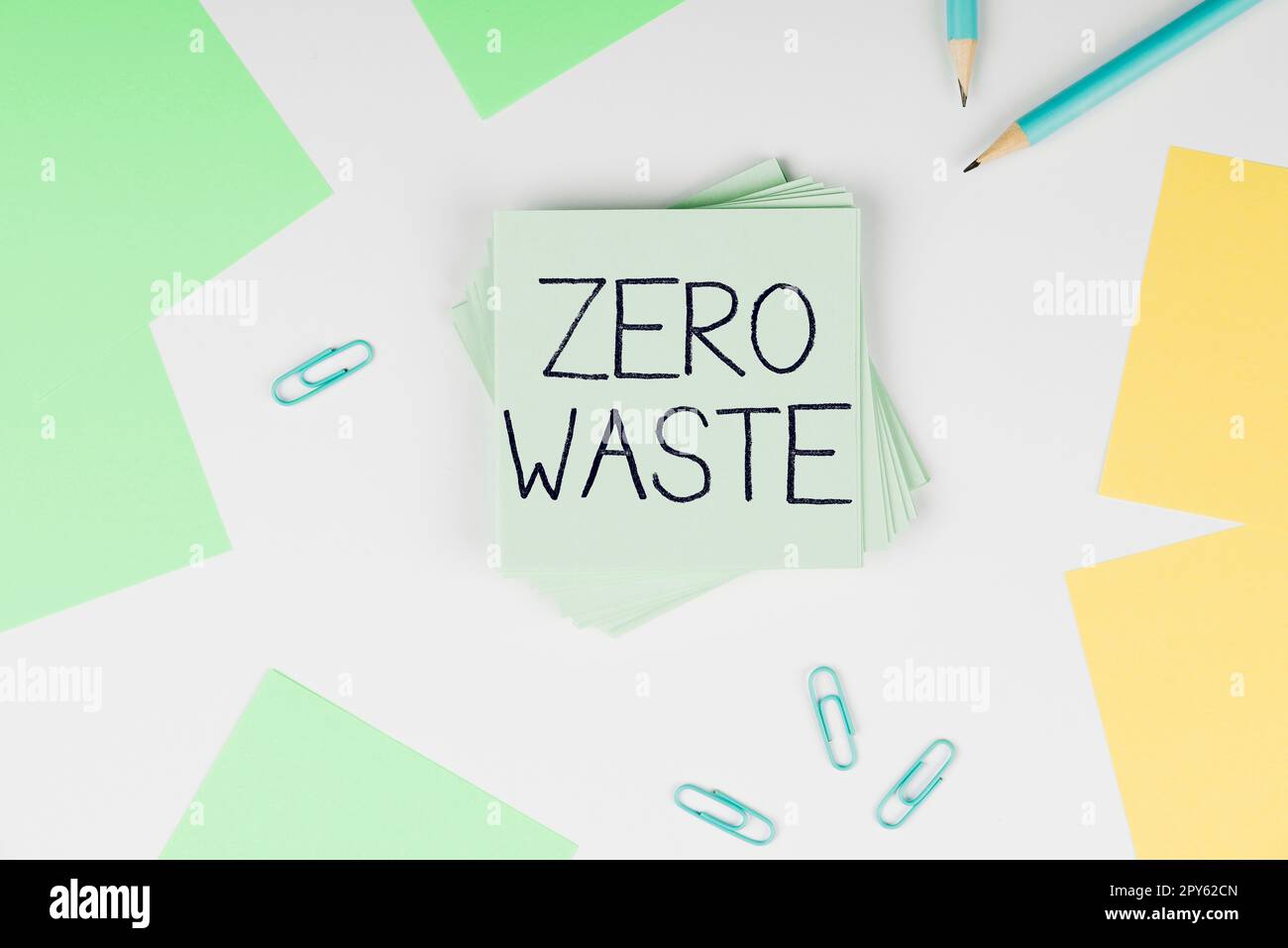 Konzeptionelle Überschrift Null Verschwendung. Geschäftsidee Industrielle Verantwortung umfasst Kompostierung, Recycling und Wiederverwendung Stockfoto