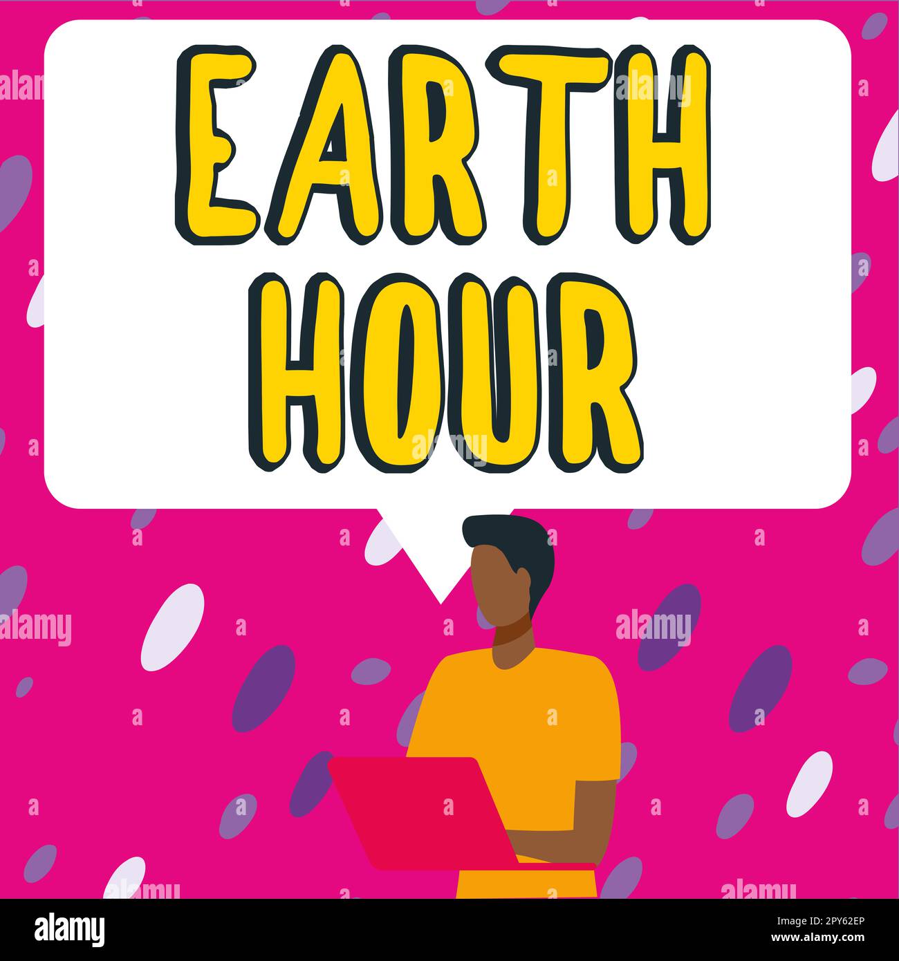 Die Inspiration zeigt das Schild Earth Hour. Word for Global movement to Call for more Action on Climate change (Wort für globale Bewegung, die mehr Maßnahmen gegen den Klimawandel fordert) Stockfoto