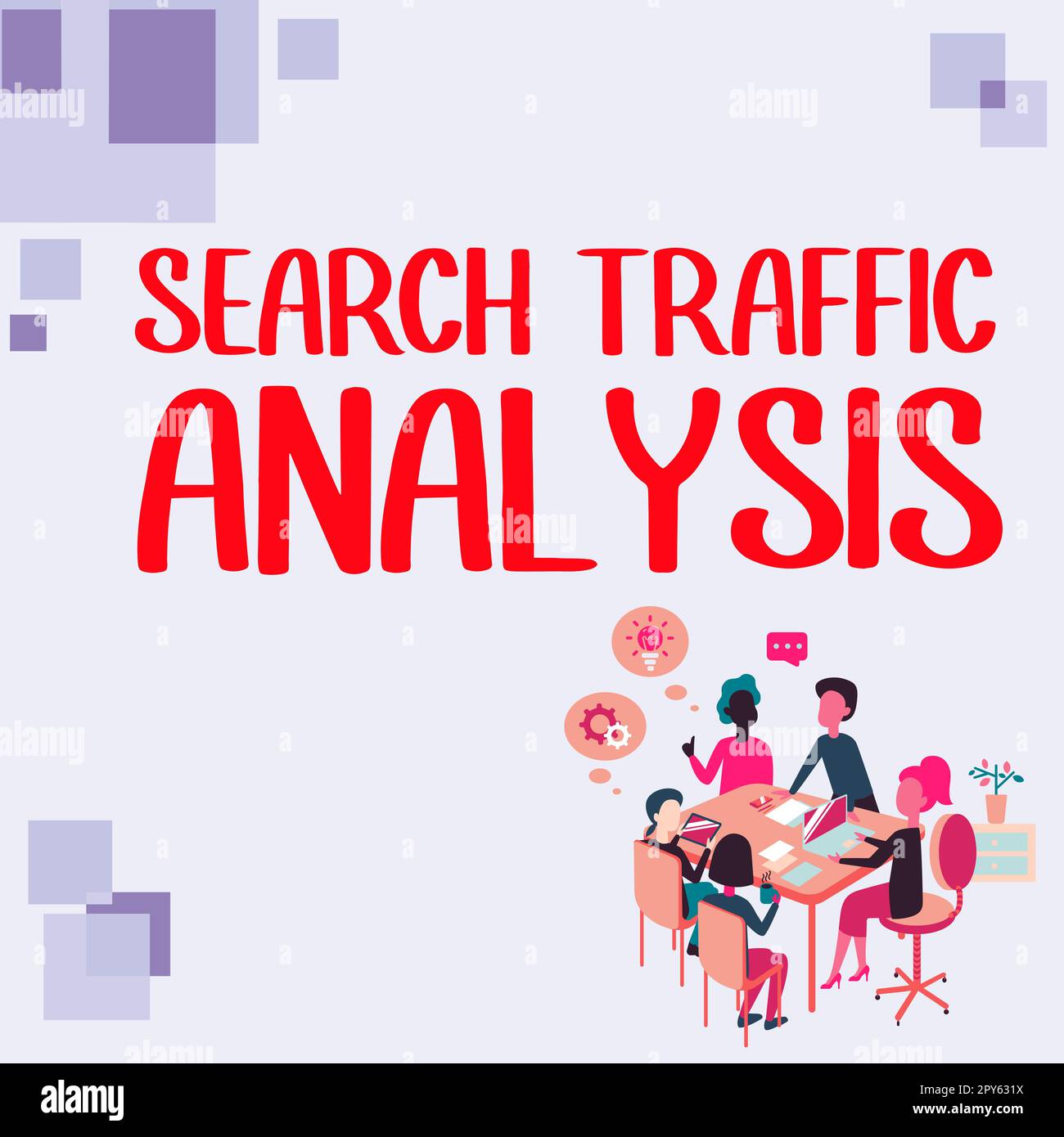 Inspiration für die Anzeige der Schildersuche Verkehrsanalyse. Internet Concept Service, mit dem Internetnutzer nach Inhalten suchen können Stockfoto