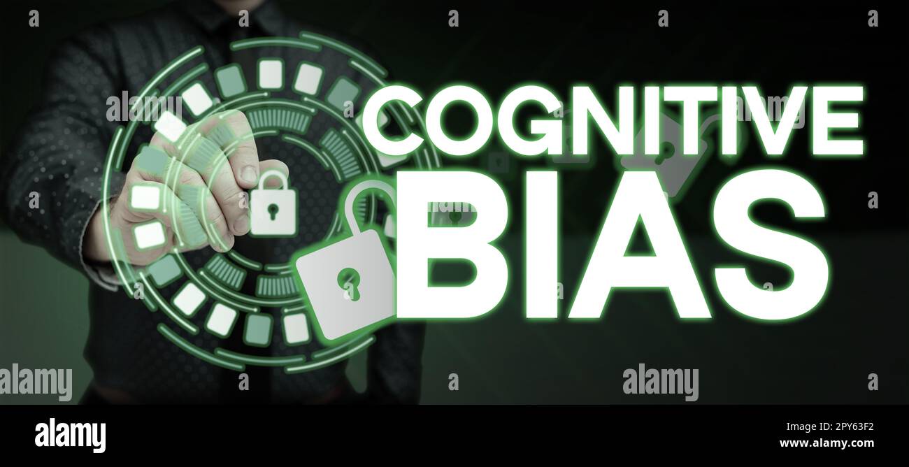 Handschriftlicher Text Kognitive Vorurteile. Betriebswirtschaftliche psychologische Behandlung psychischer Störungen Stockfoto