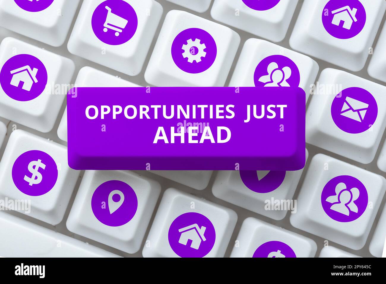 Unterschreiben Sie, um die Chancen direkt vor Ihnen anzuzeigen. Unternehmen zeigen eine Reihe von Umständen, die es ermöglichen, etwas in kurzer Zeit zu tun Stockfoto