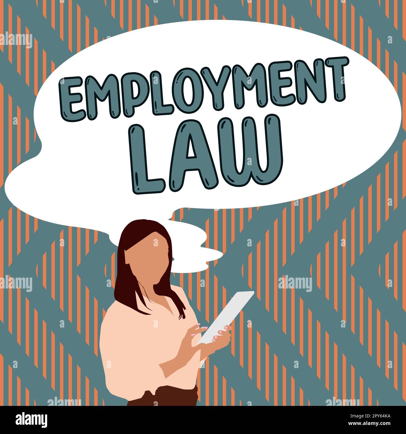 Konzeptionelle Darstellung des Arbeitsrechts. Das Wort für behandelt die Rechte und Pflichten von Arbeitgebern und Arbeitnehmern Stockfoto