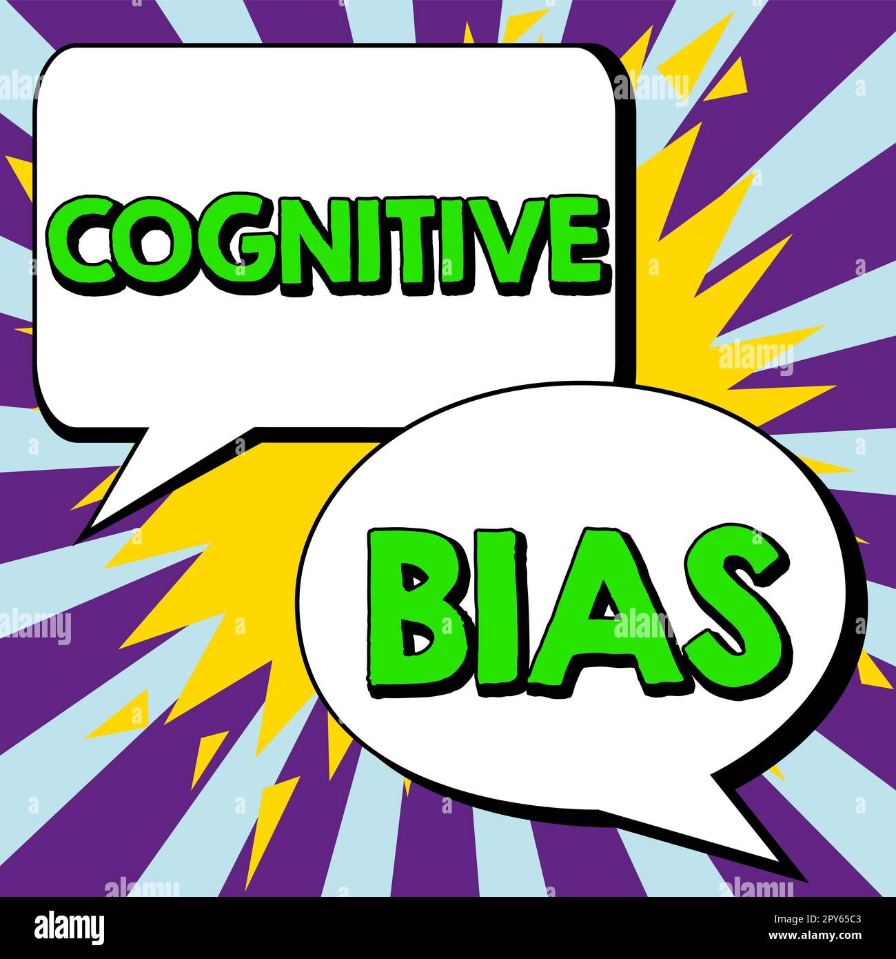 Konzeptionelle Darstellung kognitiver Vorurteile. Ein Wort zur psychologischen Behandlung psychischer Störungen Stockfoto