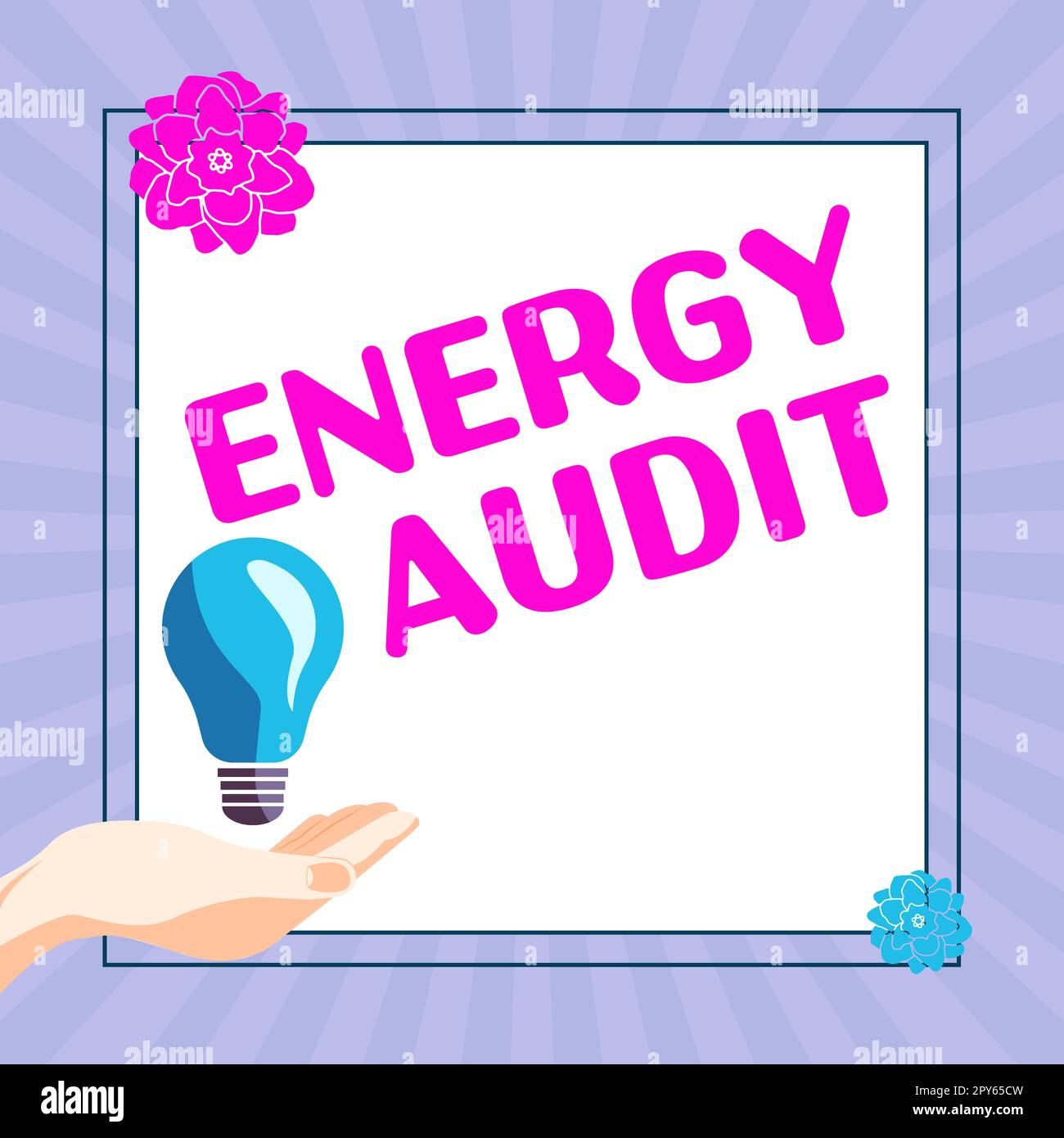 Schreiben mit Anzeige des Textes "Energieprüfung". Wort für die Bewertung des Energiebedarfs und der Effizienz eines Gebäudes Stockfoto