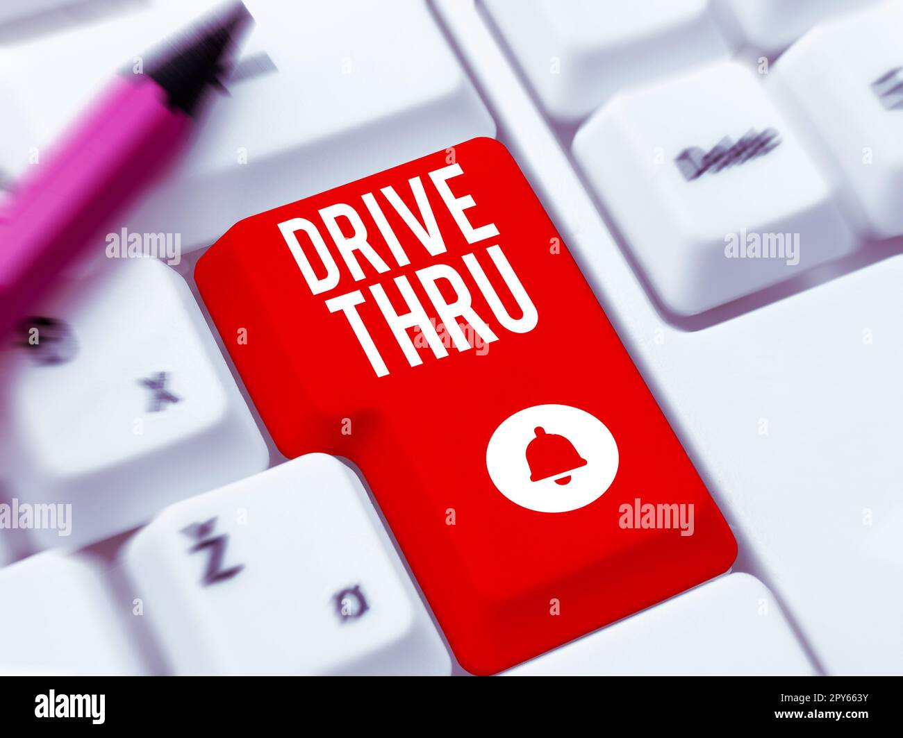 Konzeptionelle Darstellung Drive-Thru. Ein Wort für einen Ort, an dem man die Art von Service bekommen kann, indem man sie durchfährt Stockfoto