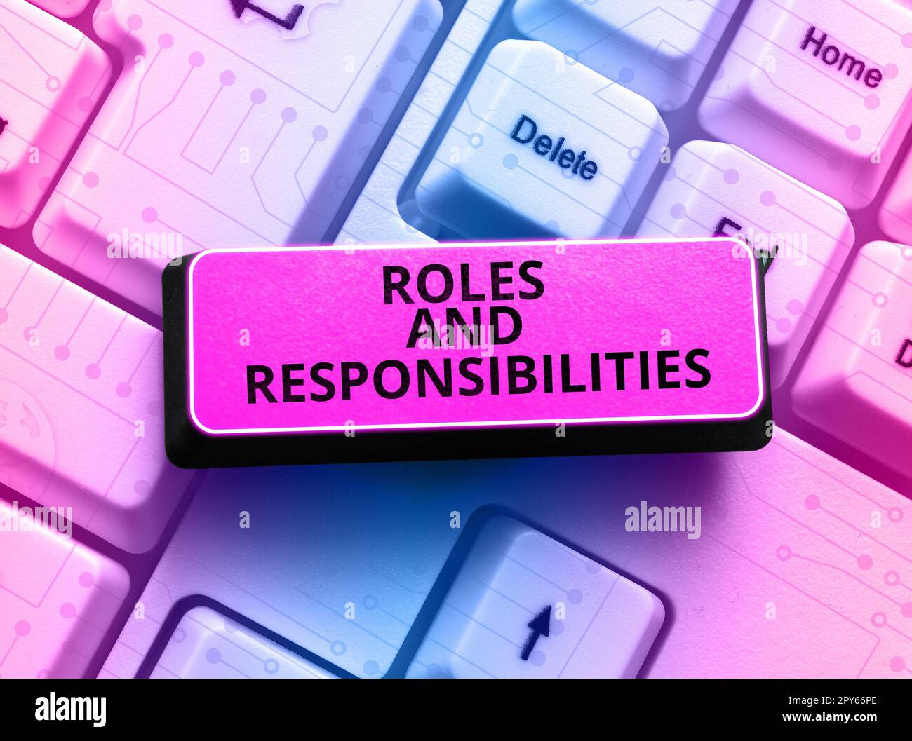 Konzeptionelle Darstellung von Rollen und Verantwortlichkeiten. Business-Präsentation von Geschäftsfunktionen und beruflichen Aufgaben Stockfoto