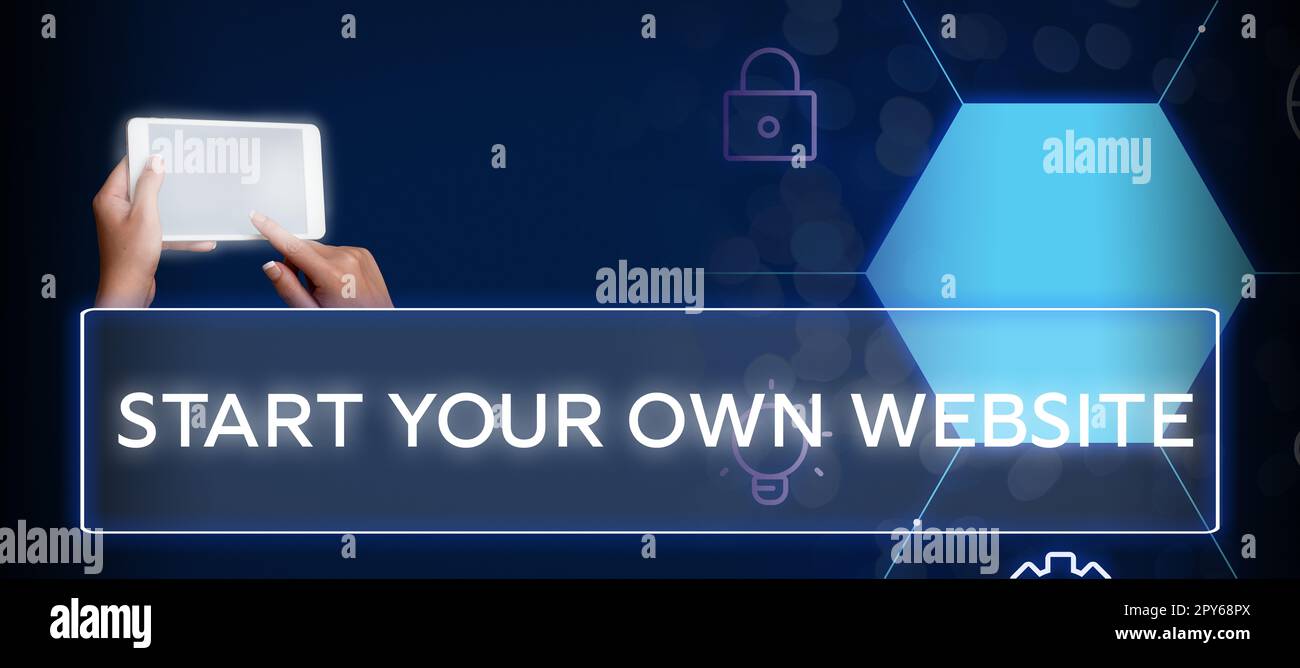 Handschriftlicher Text Erstellen Sie Ihre eigene Website. Konzeptfotos dienen als Erweiterung einer Visitenkarte einer persönlichen Website Stockfoto