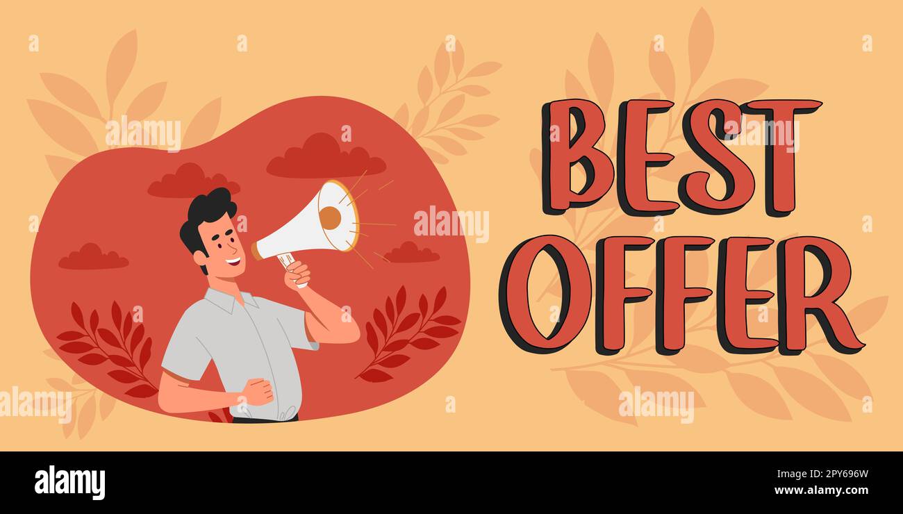 Konzeptionelle Überschrift Bestes Angebot. Konzept bedeutet, jemanden zu überzeugen, indem man all die Größe wiedergibt, die man geben kann Stockfoto