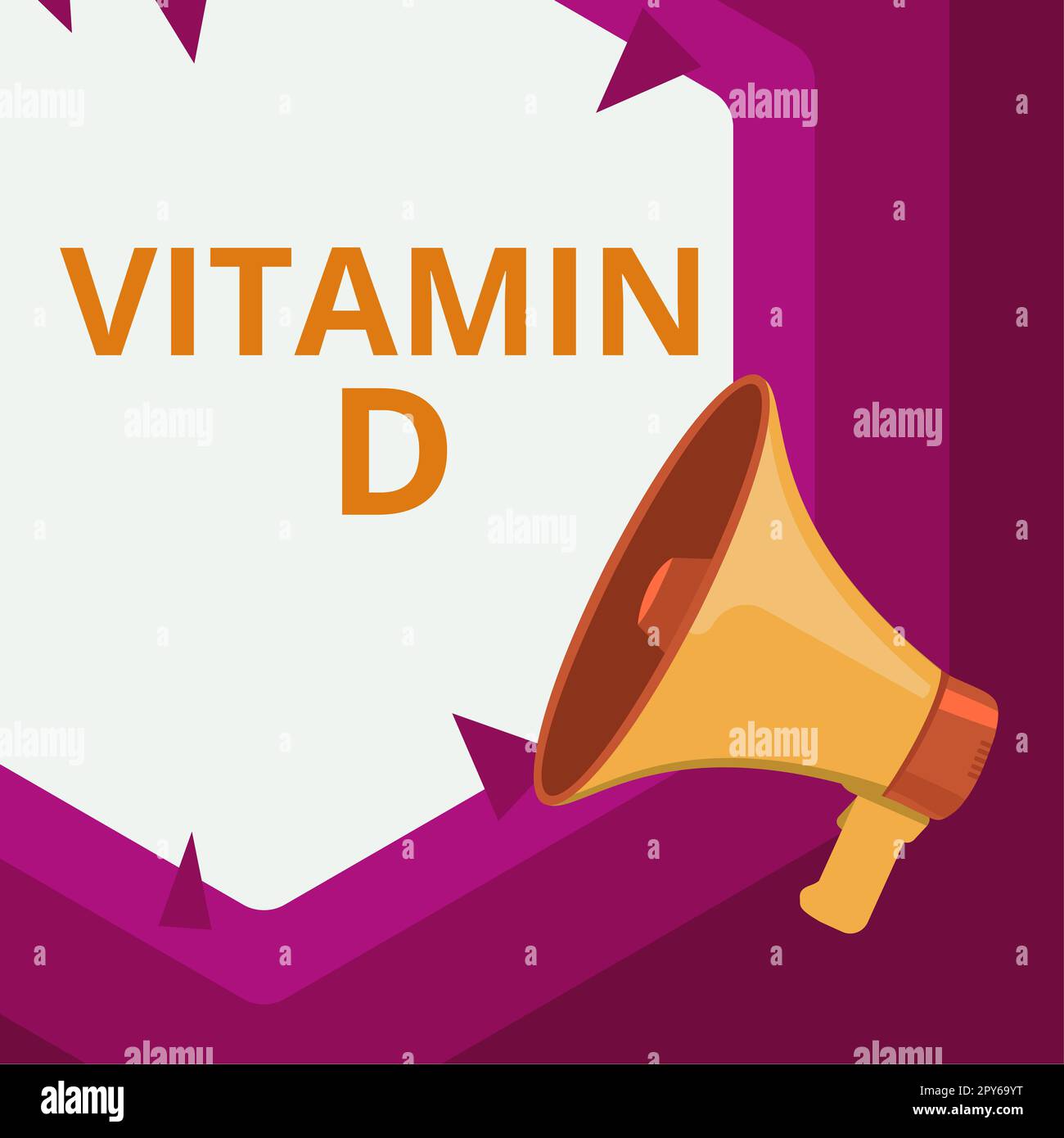 Begrifflicher Titel Vitamin D. Begriff der Bedeutung des Nährstoffs für die Steigerung der intestinalen Resorption Stockfoto