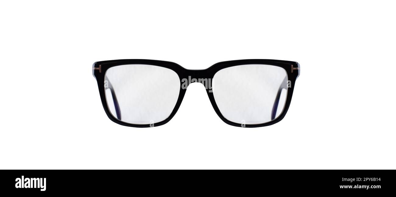 Isolierte, moderne schwarze Brille zur Verbesserung der Sehkraft Stockfoto