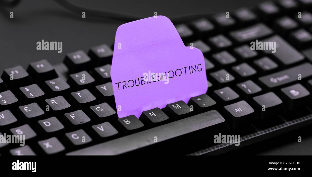 Konzeptionelle Beschriftung Fehlerbehebung. Geschäftskonzept eine Untersuchung oder Behandlung der Probleme ist aufgetreten Stockfoto
