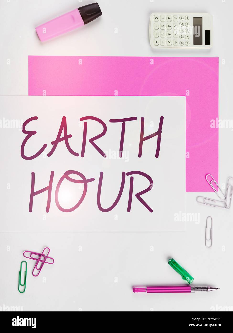 Konzeptionelle Darstellung Earth Hour. Konzept bedeutet globale Bewegung, um mehr Maßnahmen gegen den Klimawandel zu fordern Stockfoto