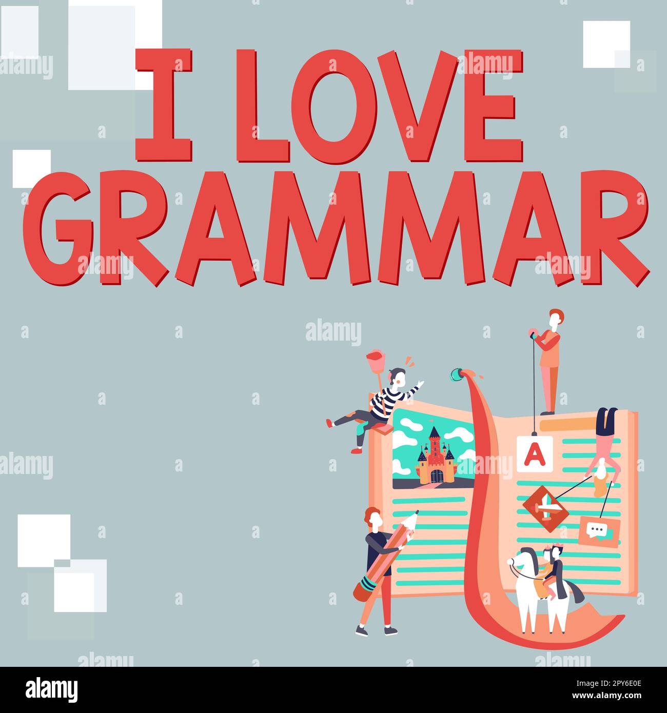 Konzeptionelle Darstellung Ich liebe Grammatik. Wort für Akt der Bewunderung des Systems und der Struktur der Sprache Stockfoto