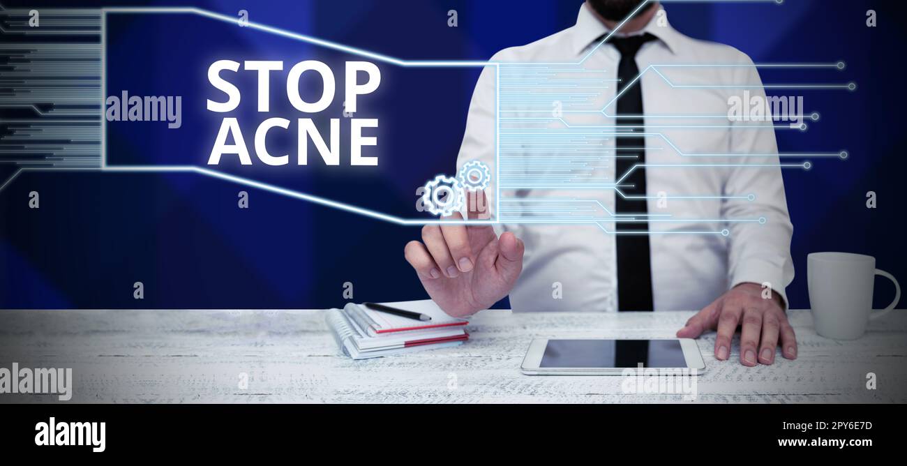 Schreiben Text anzeigen Stop Acne. Business Approach kontrolliert das Auftreten entzündeter Talgdrüsen in der Haut Stockfoto